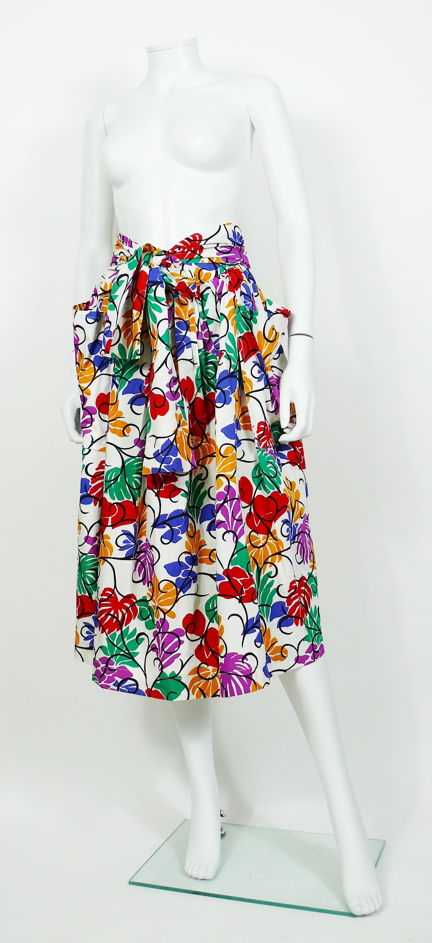 Yves Saint Laurent YSL Vintage Matisse inspirierter Rock aus geblümter Baumwollschärpe mit Schärpe Damen im Angebot