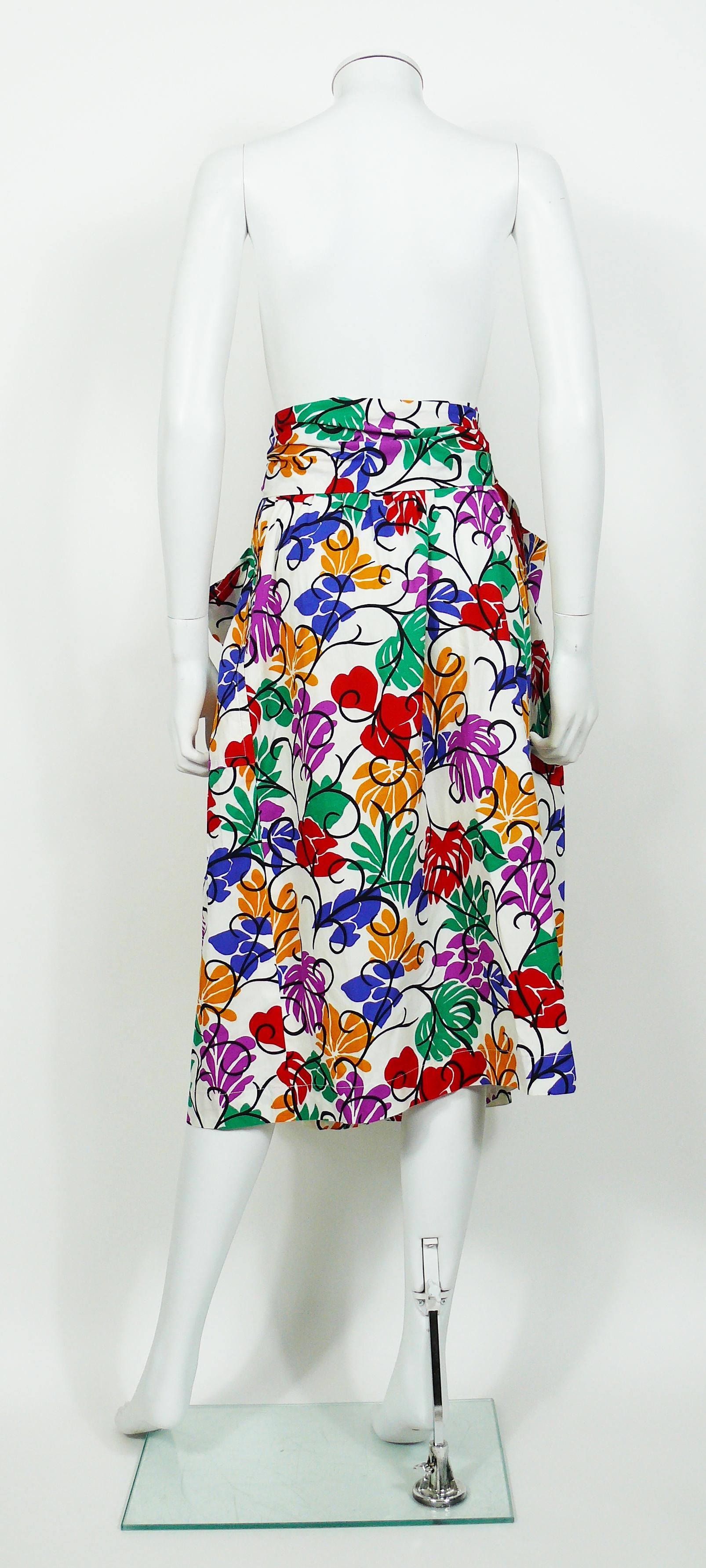 Yves Saint Laurent YSL Vintage Matisse Inspired Floral Cotton Sash Skirt In Good Condition For Sale In Nice, FR