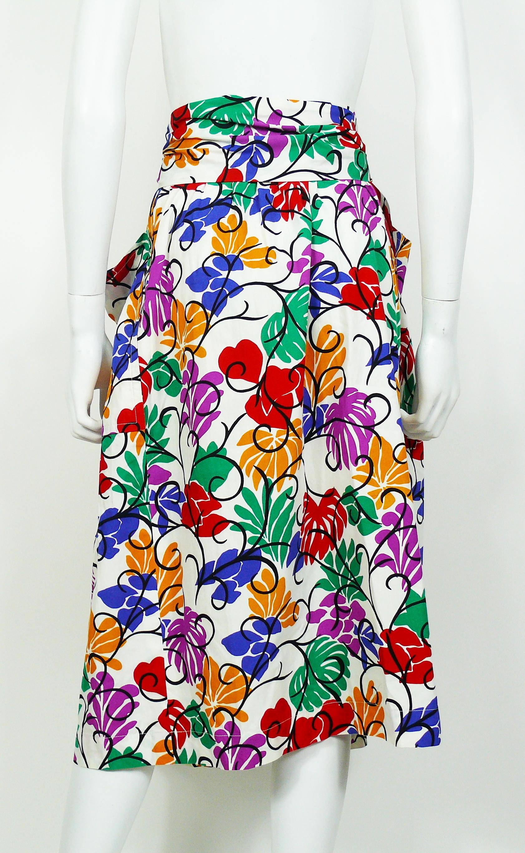 Women's Yves Saint Laurent YSL Vintage Matisse Inspired Floral Cotton Sash Skirt For Sale