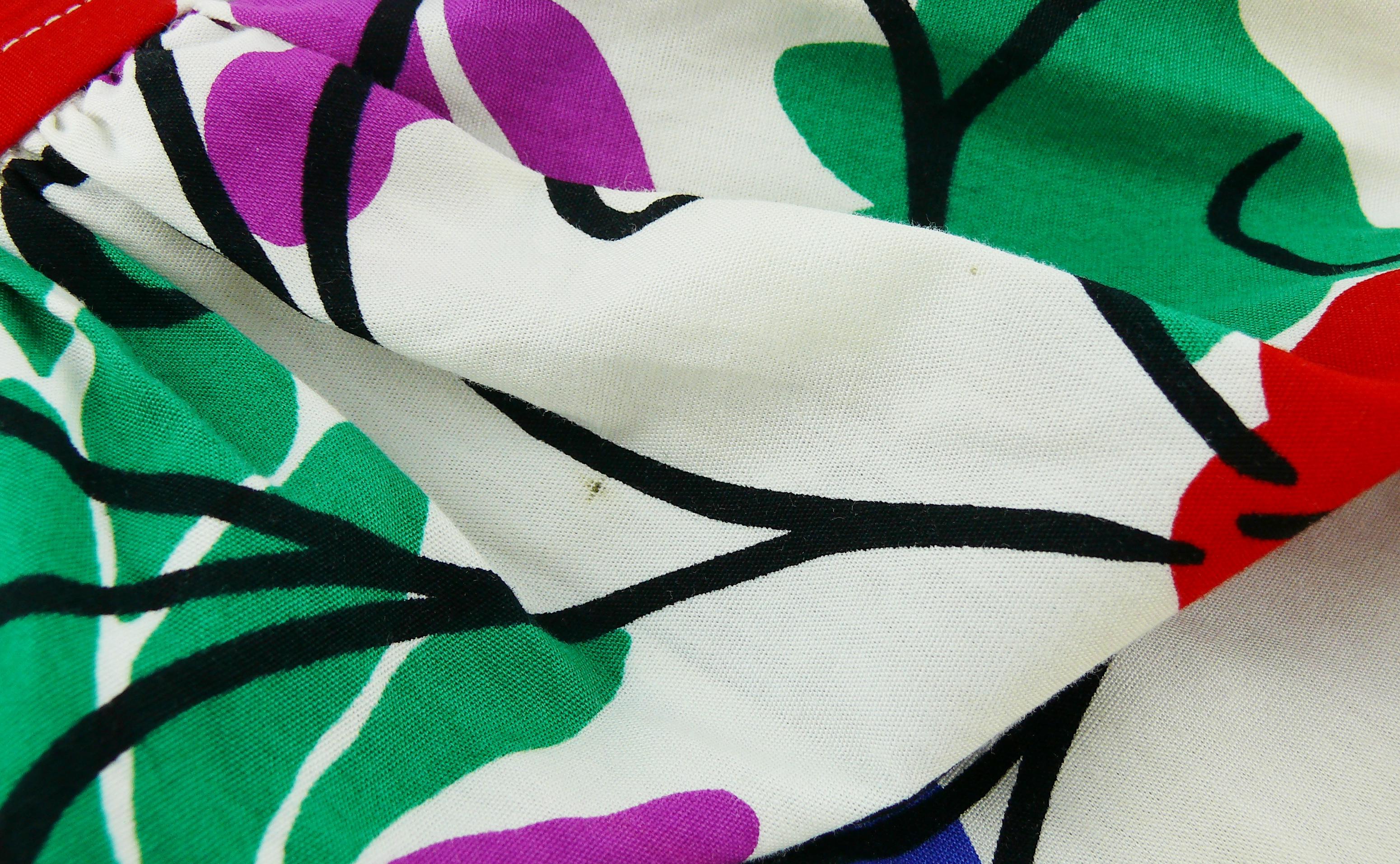 Yves Saint Laurent YSL Vintage Matisse Inspired Floral Cotton Sash Skirt For Sale 6