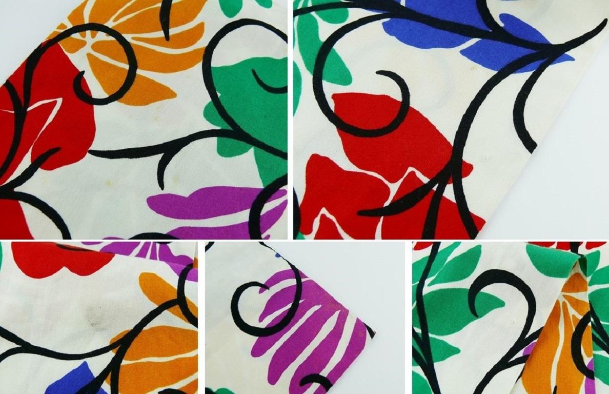 Yves Saint Laurent YSL Vintage Matisse Inspired Floral Cotton Sash Skirt For Sale 9