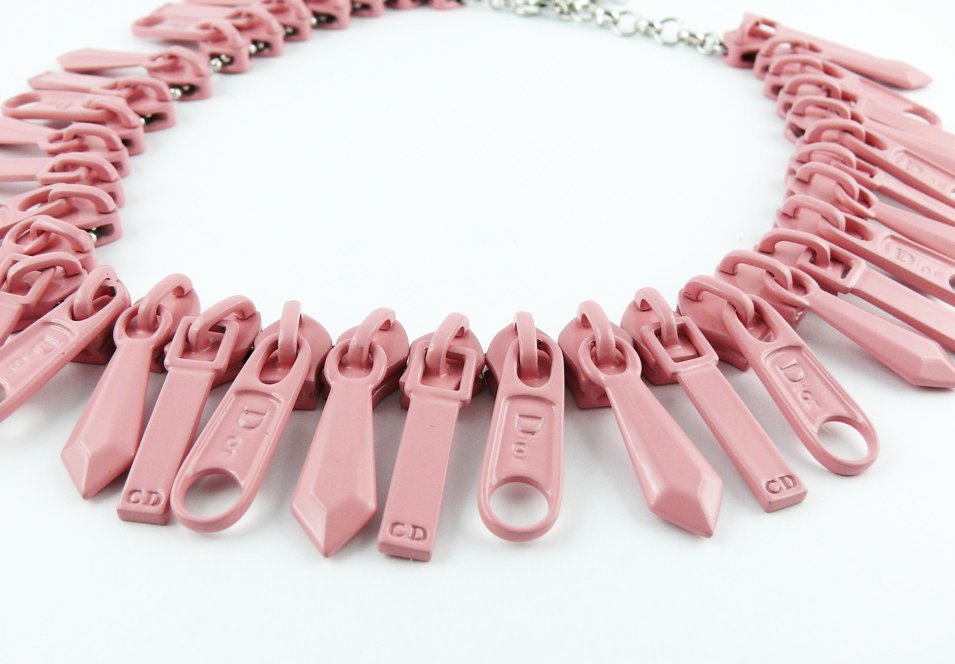 Christian Dior Pink Zipper Cursor Necklace In Excellent Condition In Nice, FR