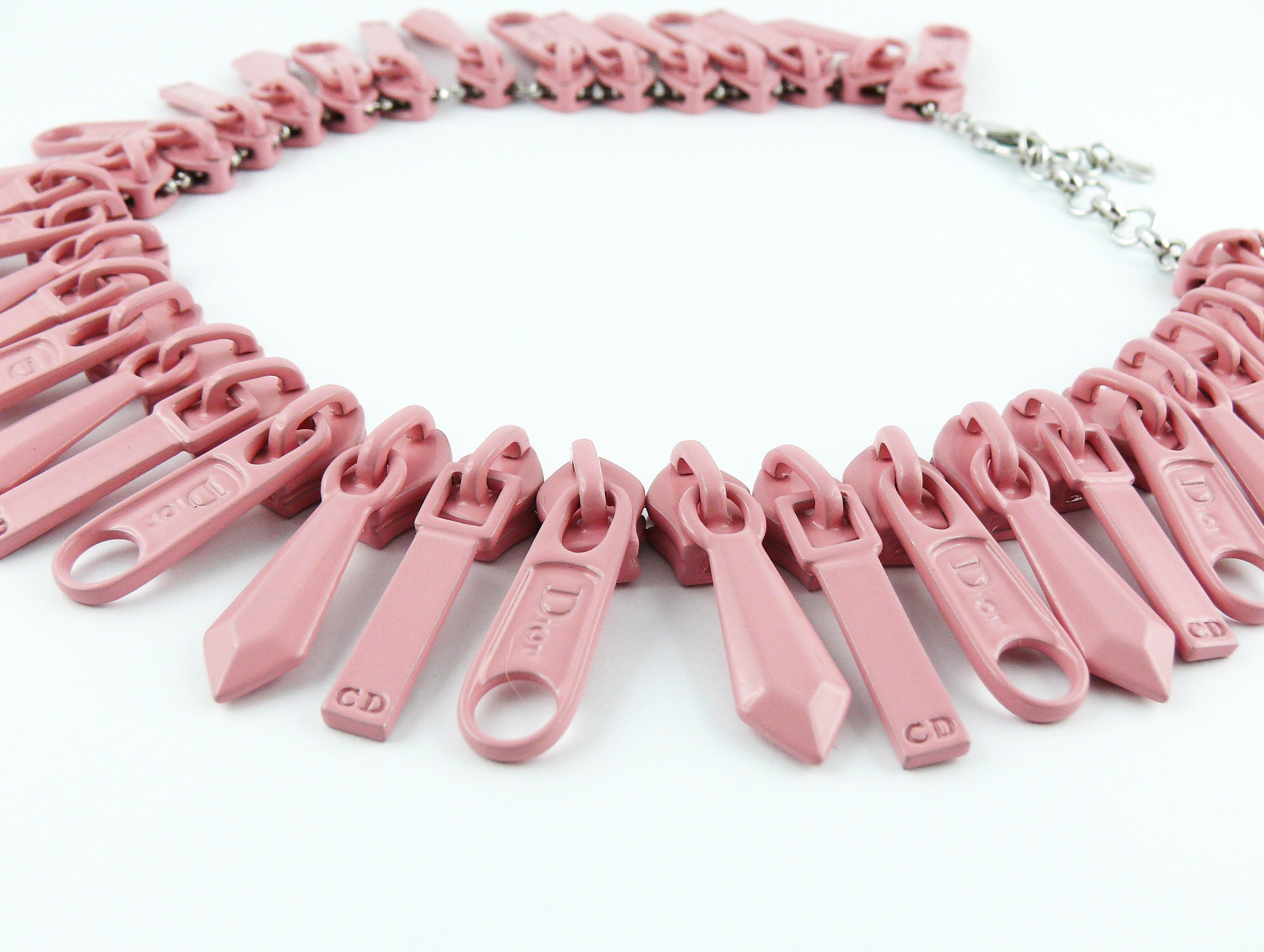 Women's Christian Dior Pink Zipper Cursor Necklace