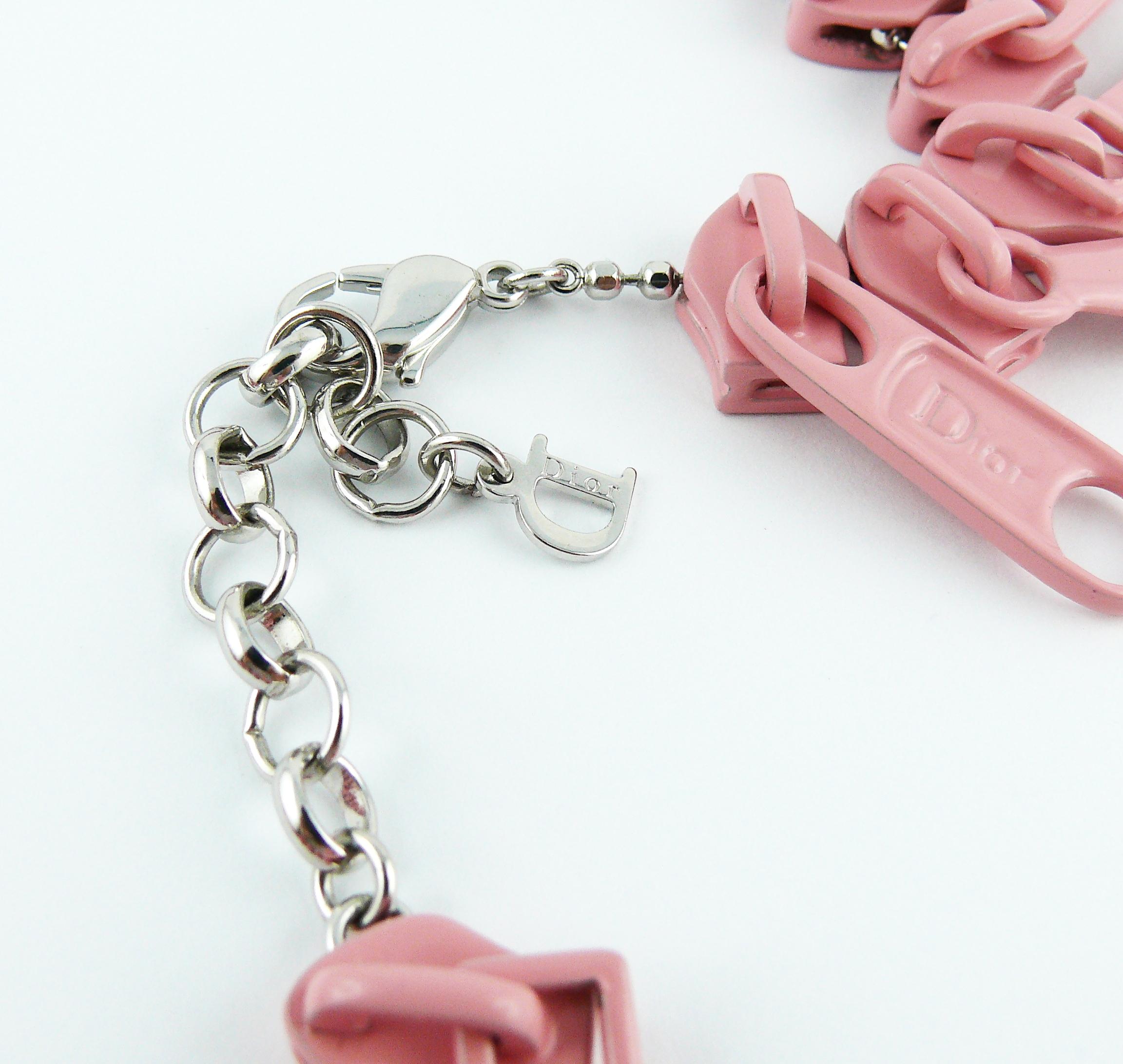Christian Dior Pink Zipper Cursor Necklace 3