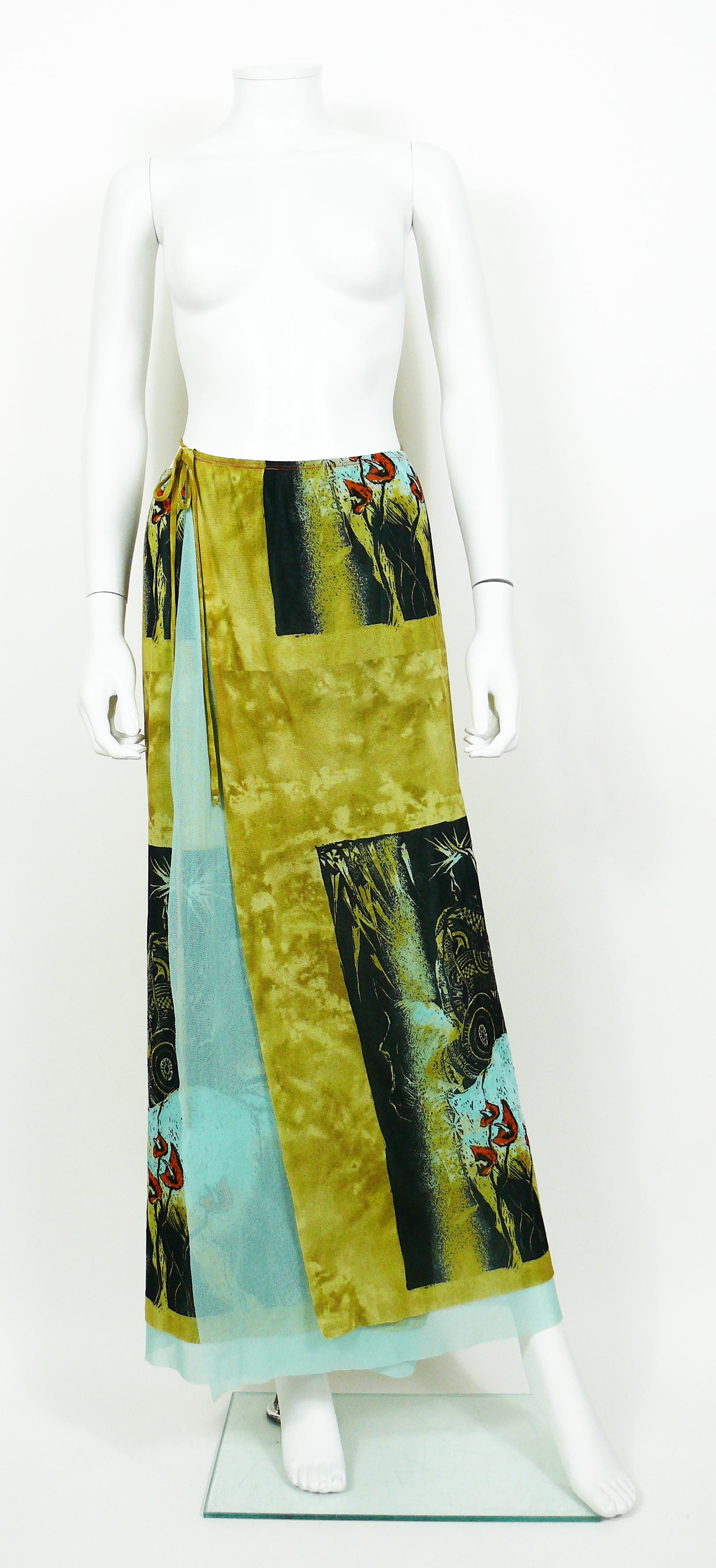Jean Paul Gaultier Vintage Maori Print Sheer Mesh Ensemble 1