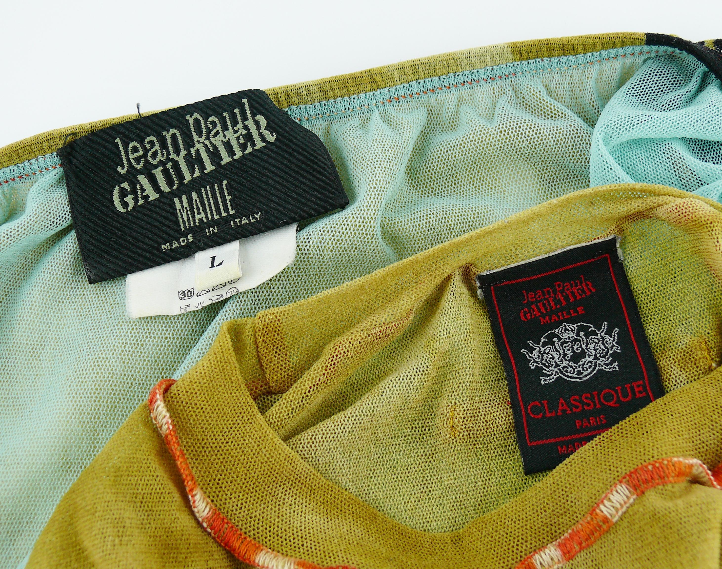 Jean Paul Gaultier Vintage Maori Print Sheer Mesh Ensemble 3