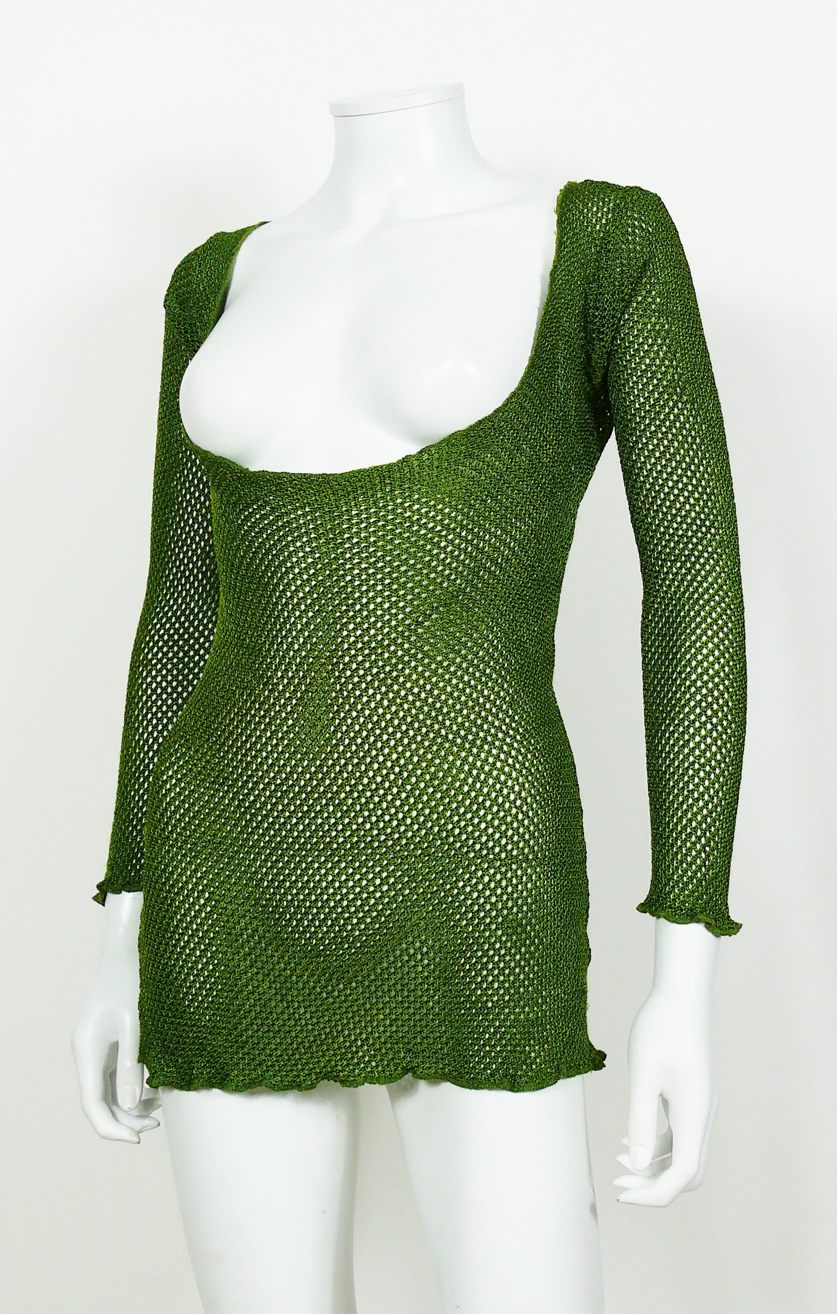 Women's or Men's Jean Paul Gaultier Vintage 1990s Green Fishnet Top
