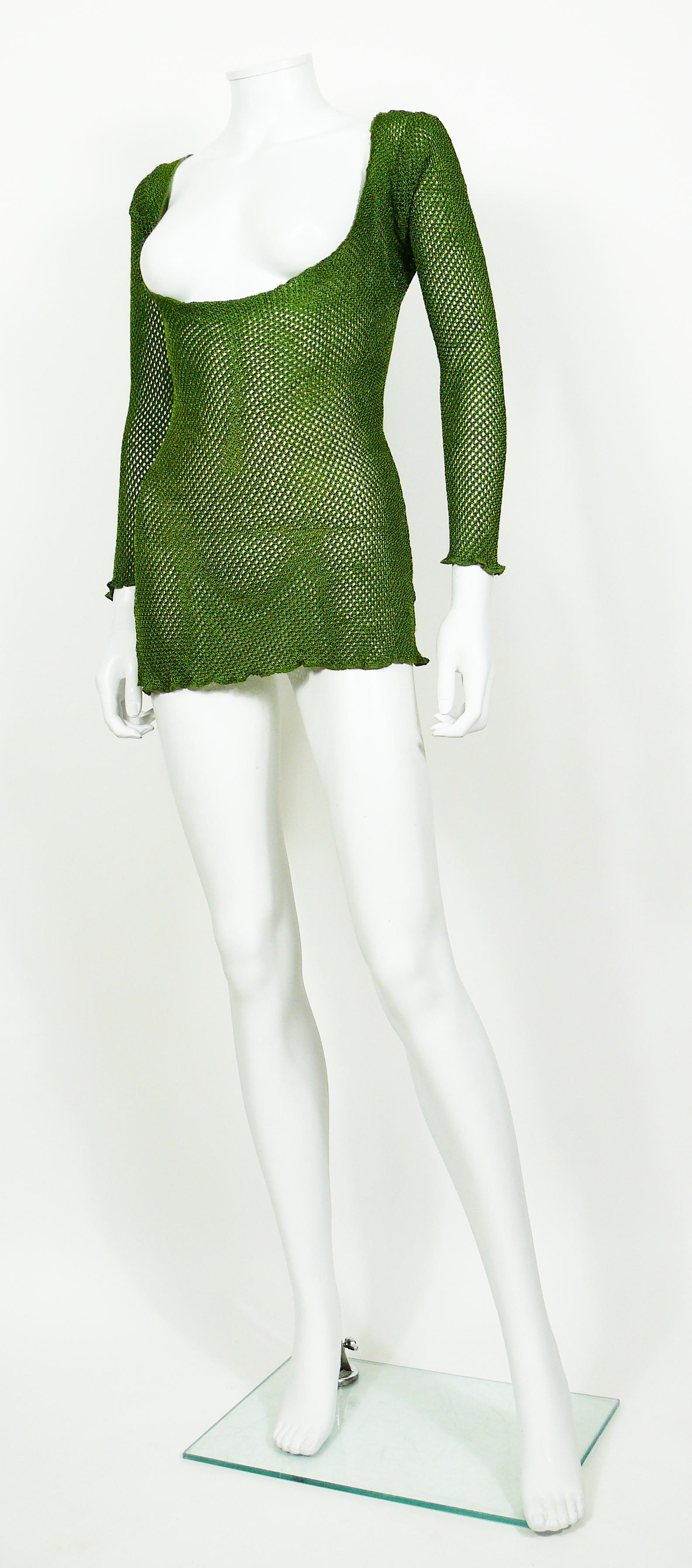 Jean Paul Gaultier Vintage 1990s Green Fishnet Top In Good Condition In Nice, FR