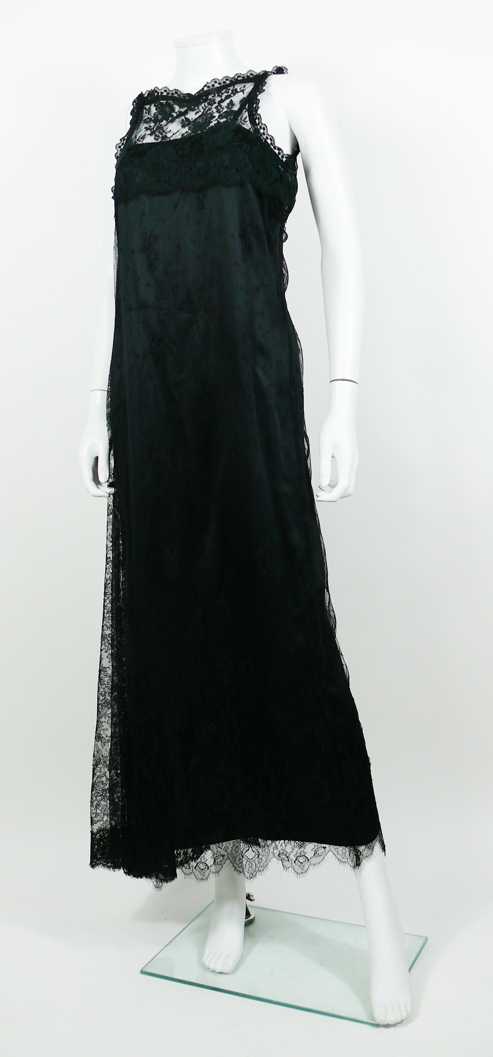 Christian Lacroix Vintage Black Lace Maxi Dress, 1990s  In Excellent Condition For Sale In Nice, FR