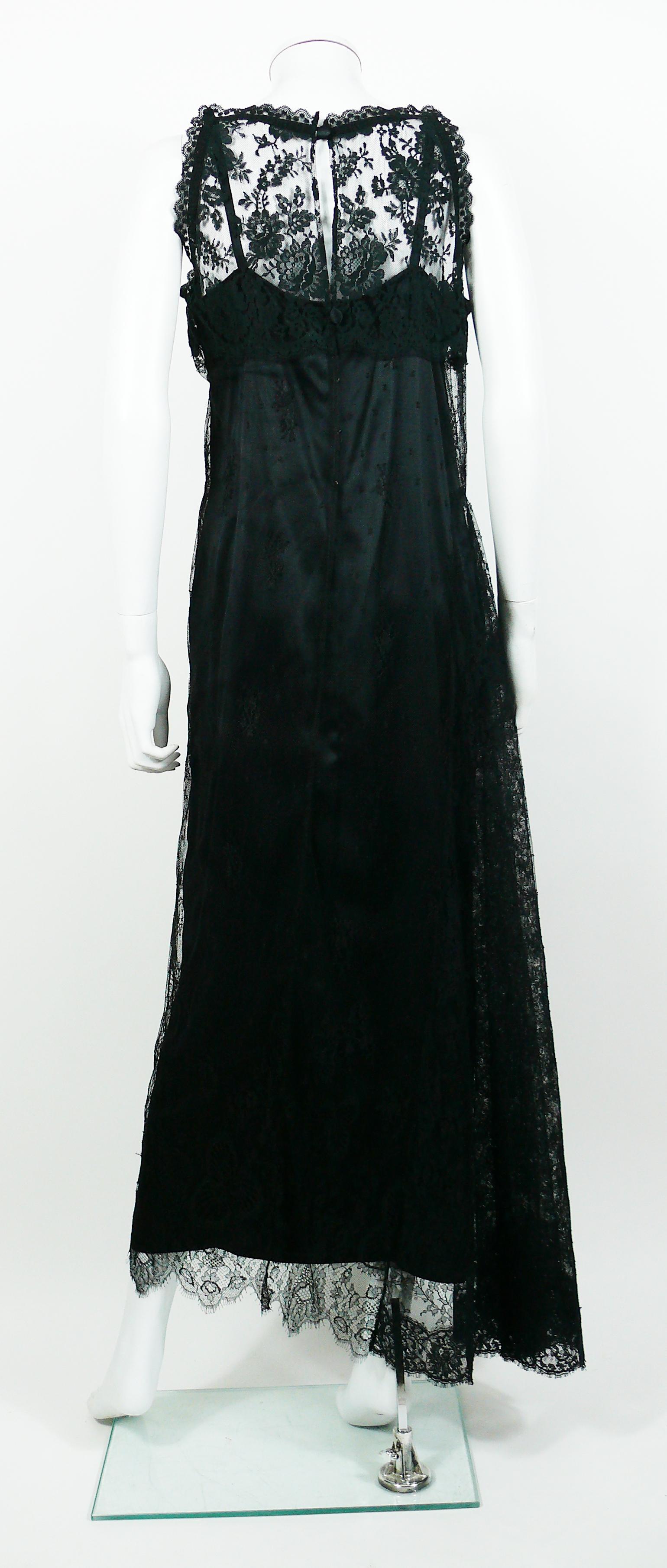 Christian Lacroix Vintage Black Lace Maxi Dress, 1990s  For Sale 1