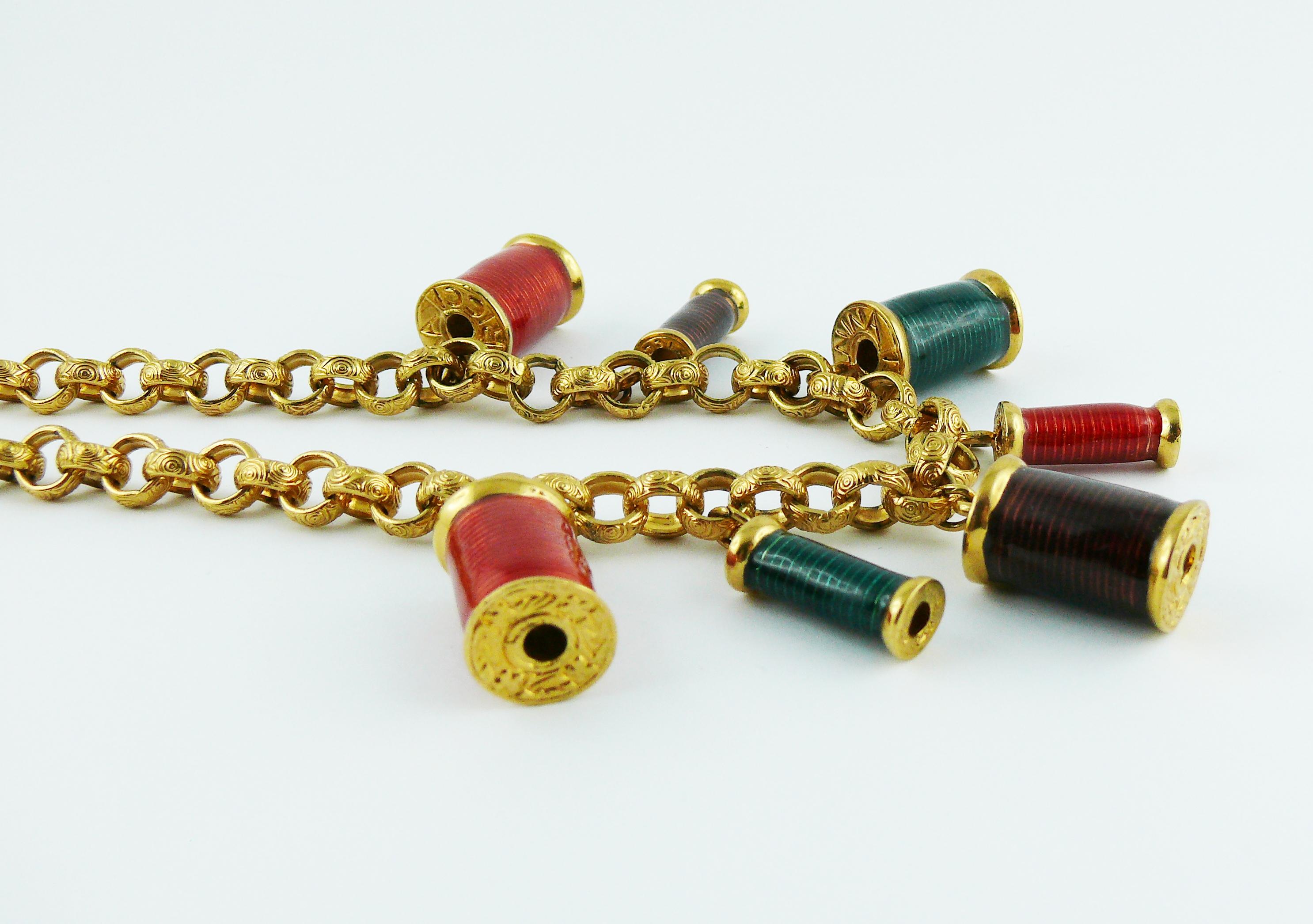 Nina Ricci Vintage Multicolored Sewing Thread Spool Charm Halskette, Vintage im Zustand „Hervorragend“ im Angebot in Nice, FR