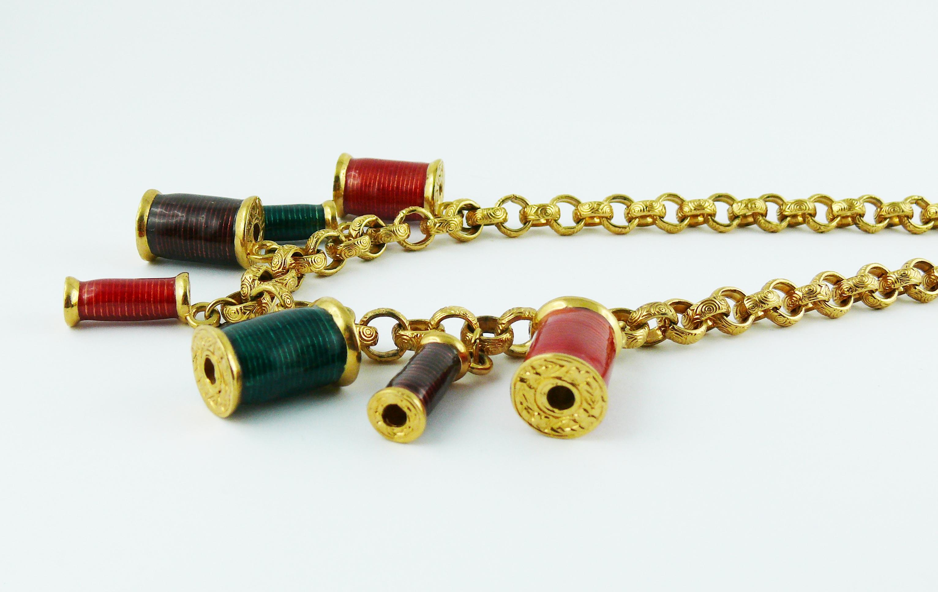 Nina Ricci Vintage Multicolored Sewing Thread Spool Charm Halskette, Vintage im Angebot 1