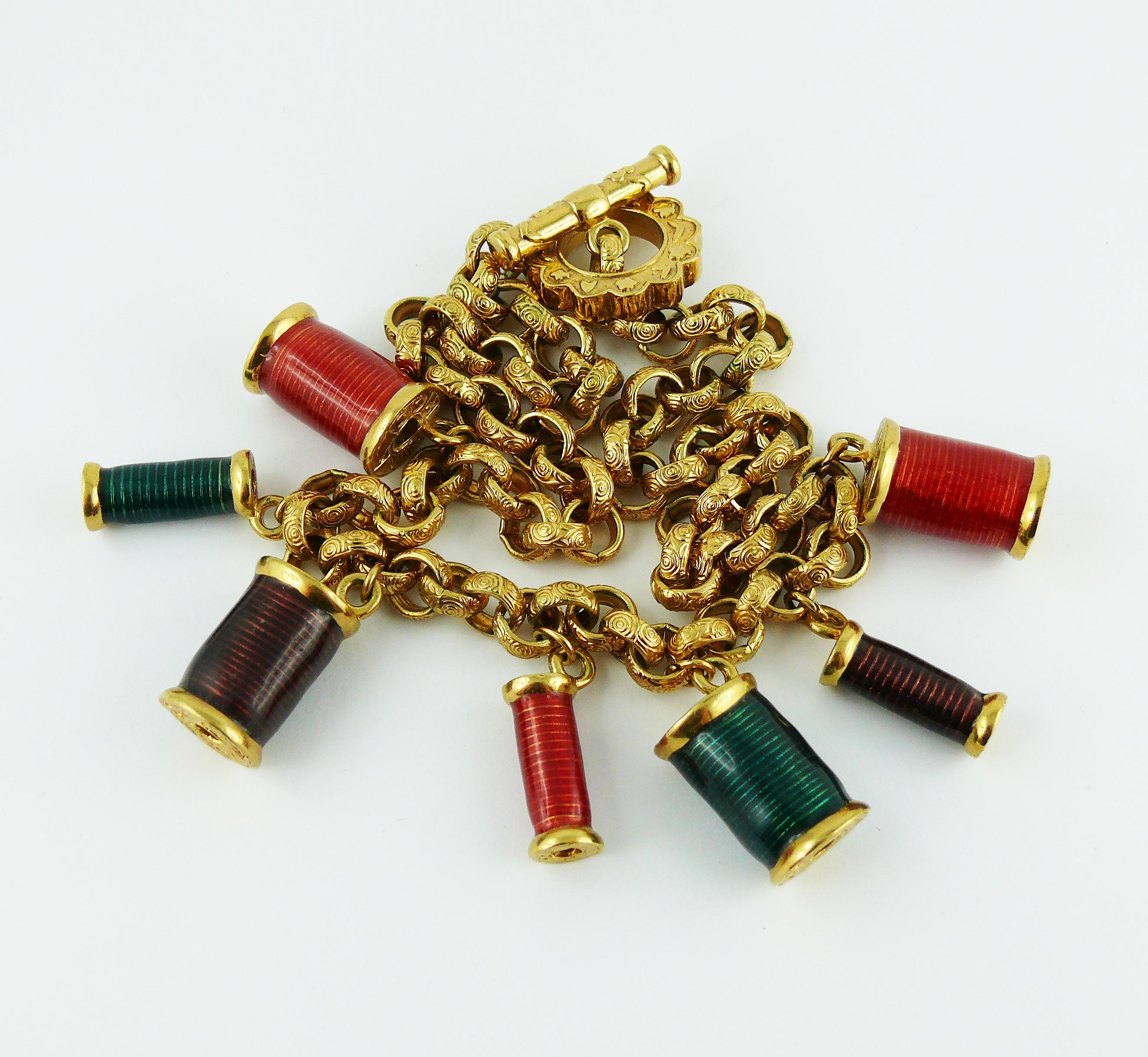 Nina Ricci Vintage Multicolored Sewing Thread Spool Charm Halskette, Vintage Damen im Angebot