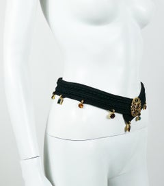 Yves Saint Laurent YSL Vintage Jewelled Black Passementerie Belt