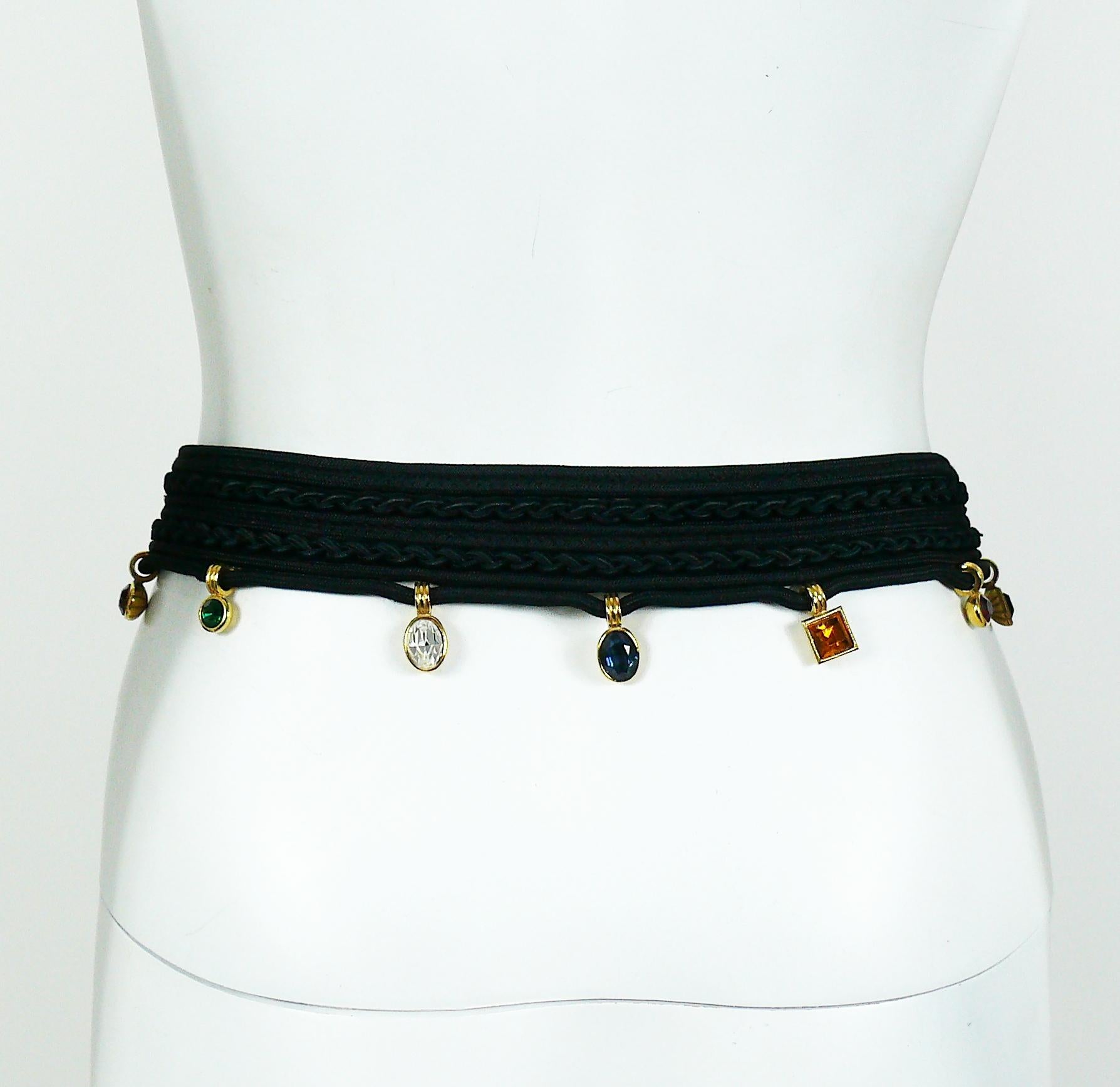 Yves Saint Laurent YSL Vintage Jewelled Black Passementerie Belt 2