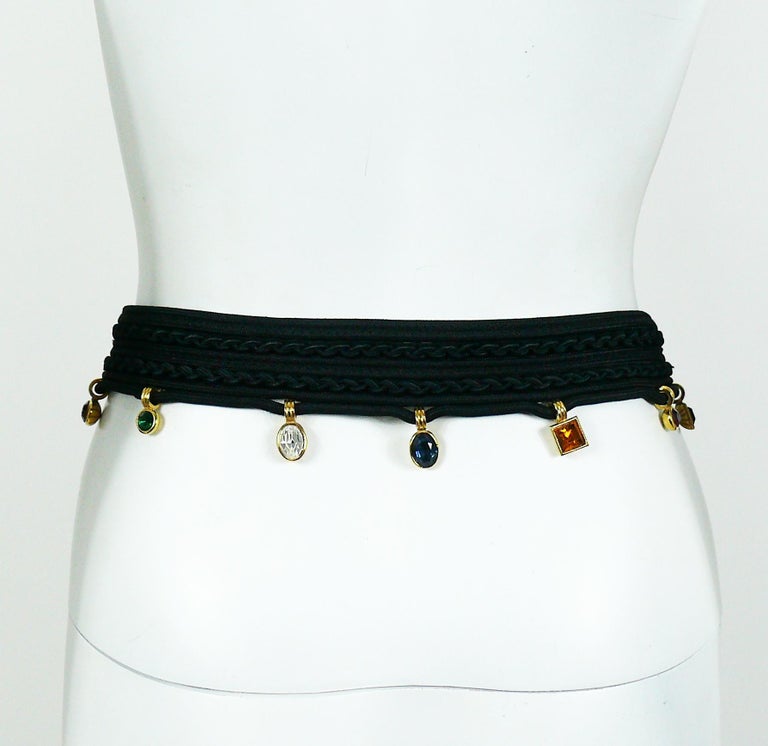 Yves Saint Laurent YSL Vintage Jewelled Black Passementerie Belt at 1stDibs