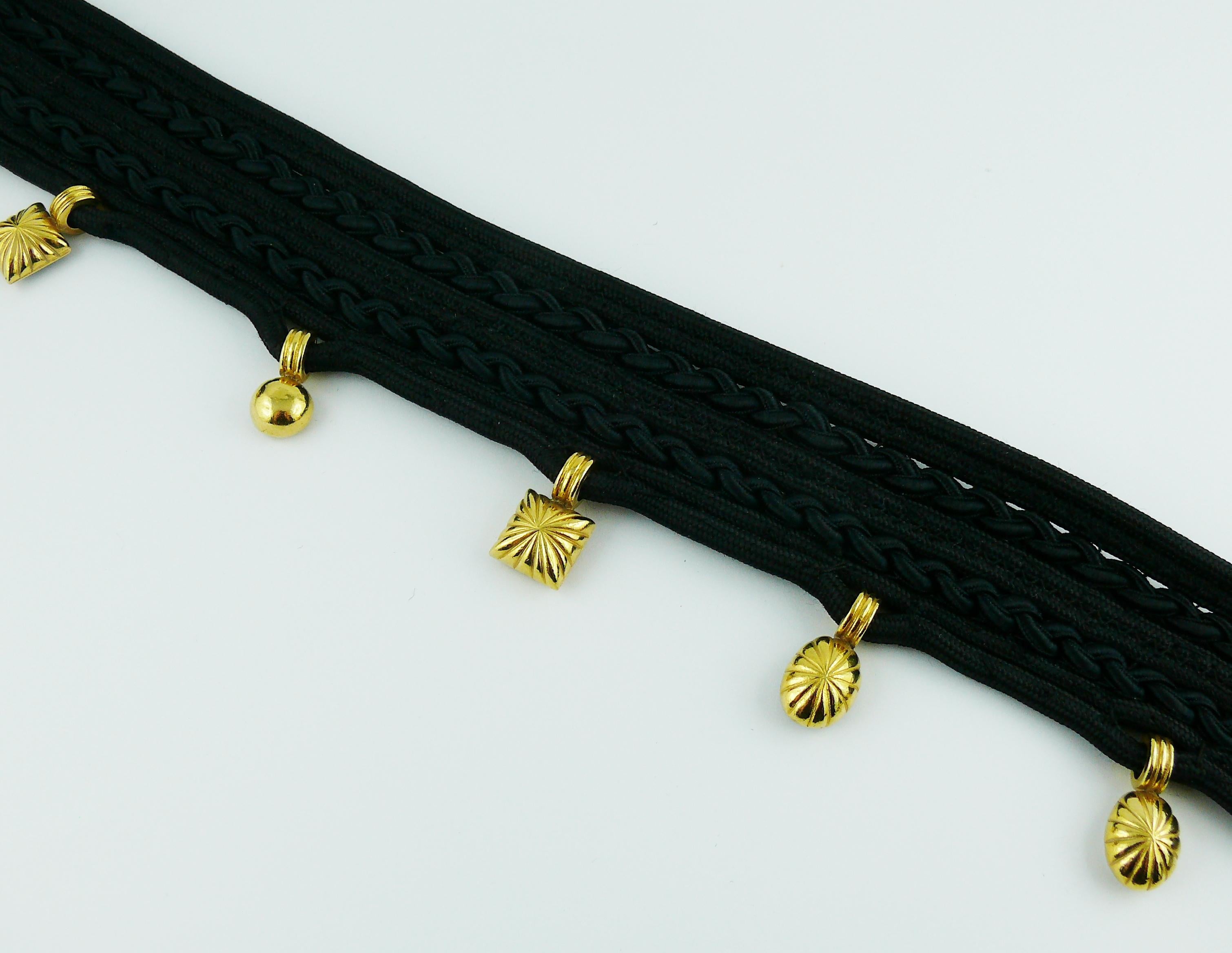 Yves Saint Laurent YSL Vintage Jewelled Black Passementerie Belt 10