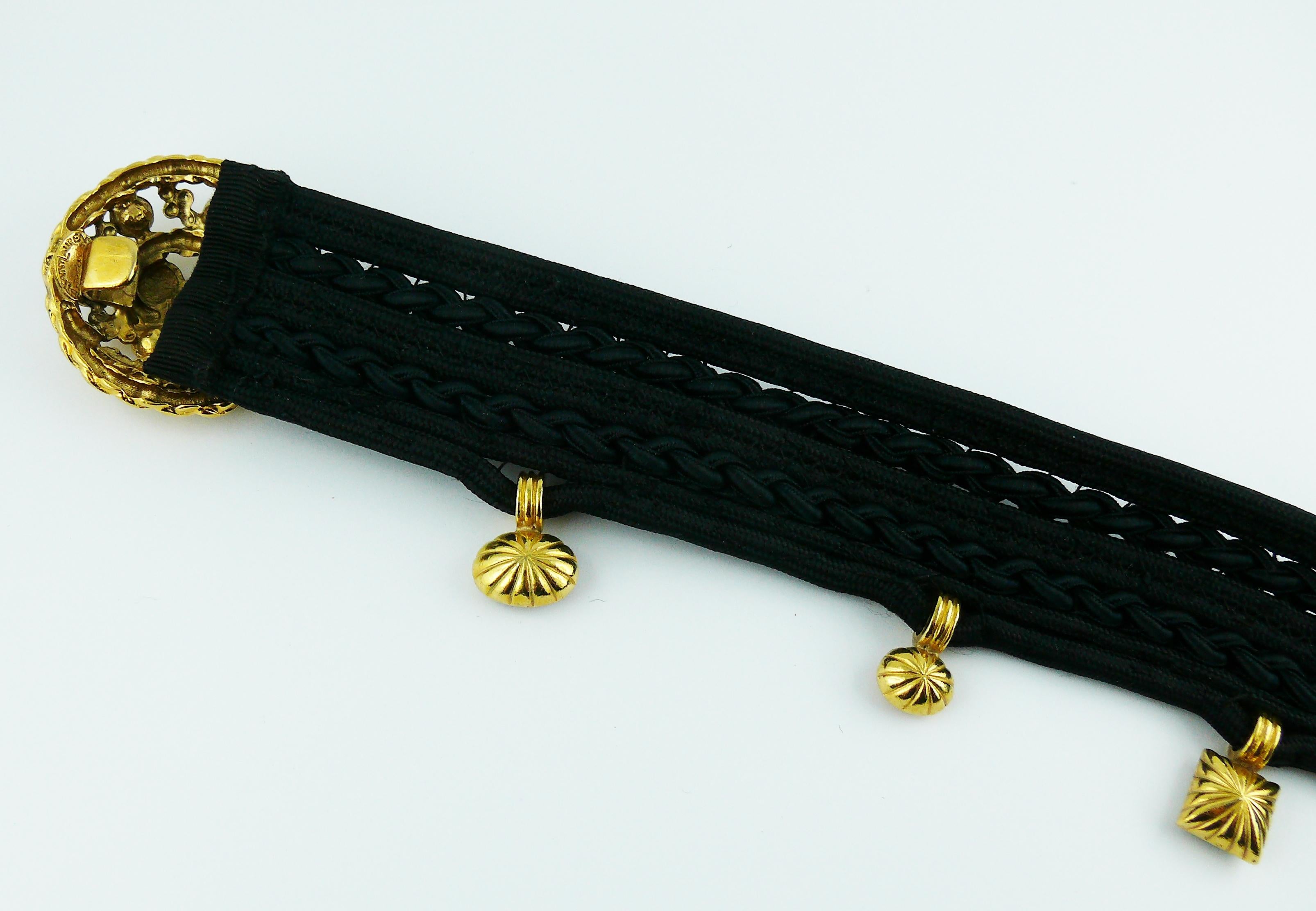 Yves Saint Laurent YSL Vintage Jewelled Black Passementerie Belt 9