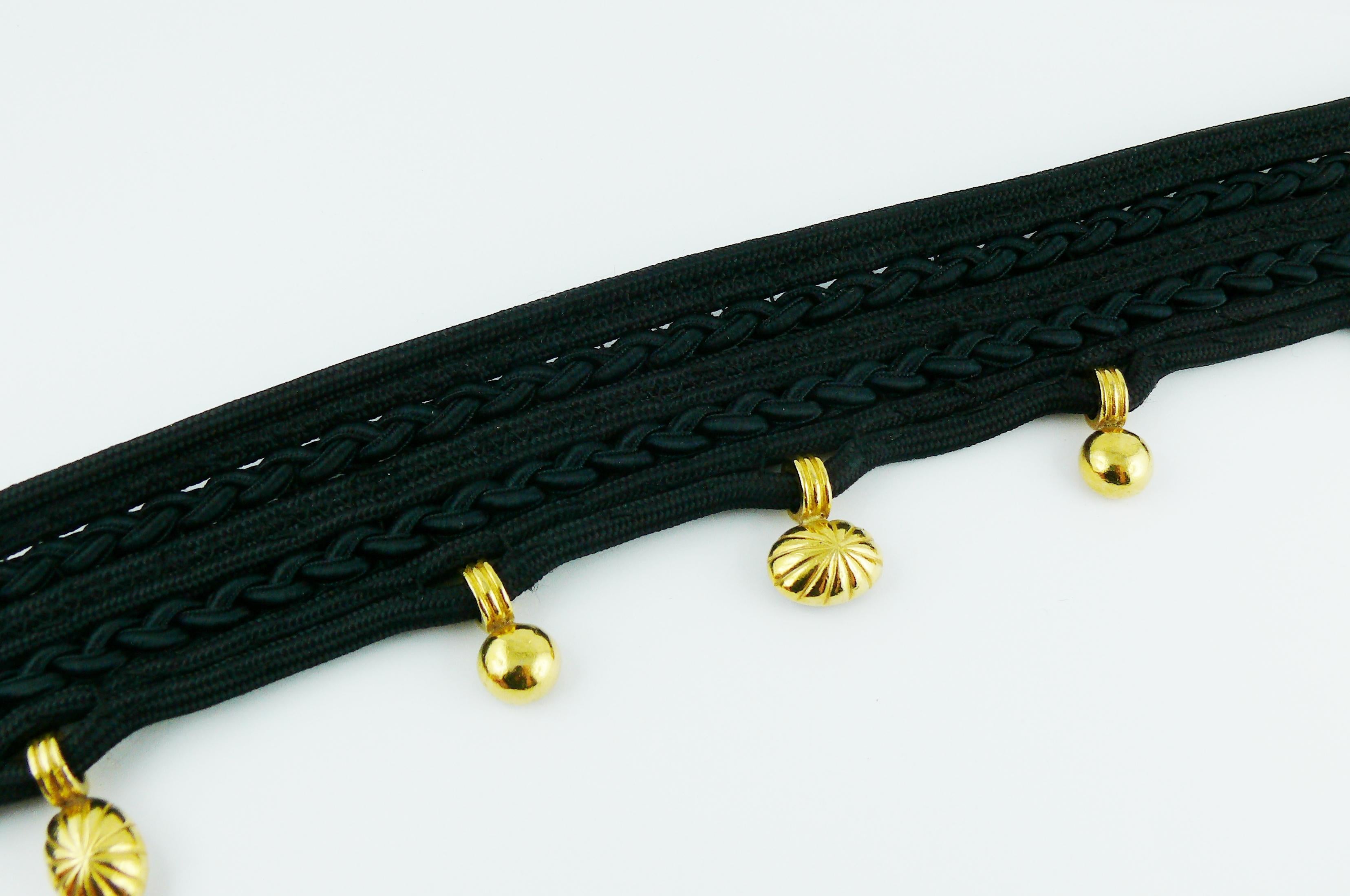 Yves Saint Laurent YSL Vintage Jewelled Black Passementerie Belt 11