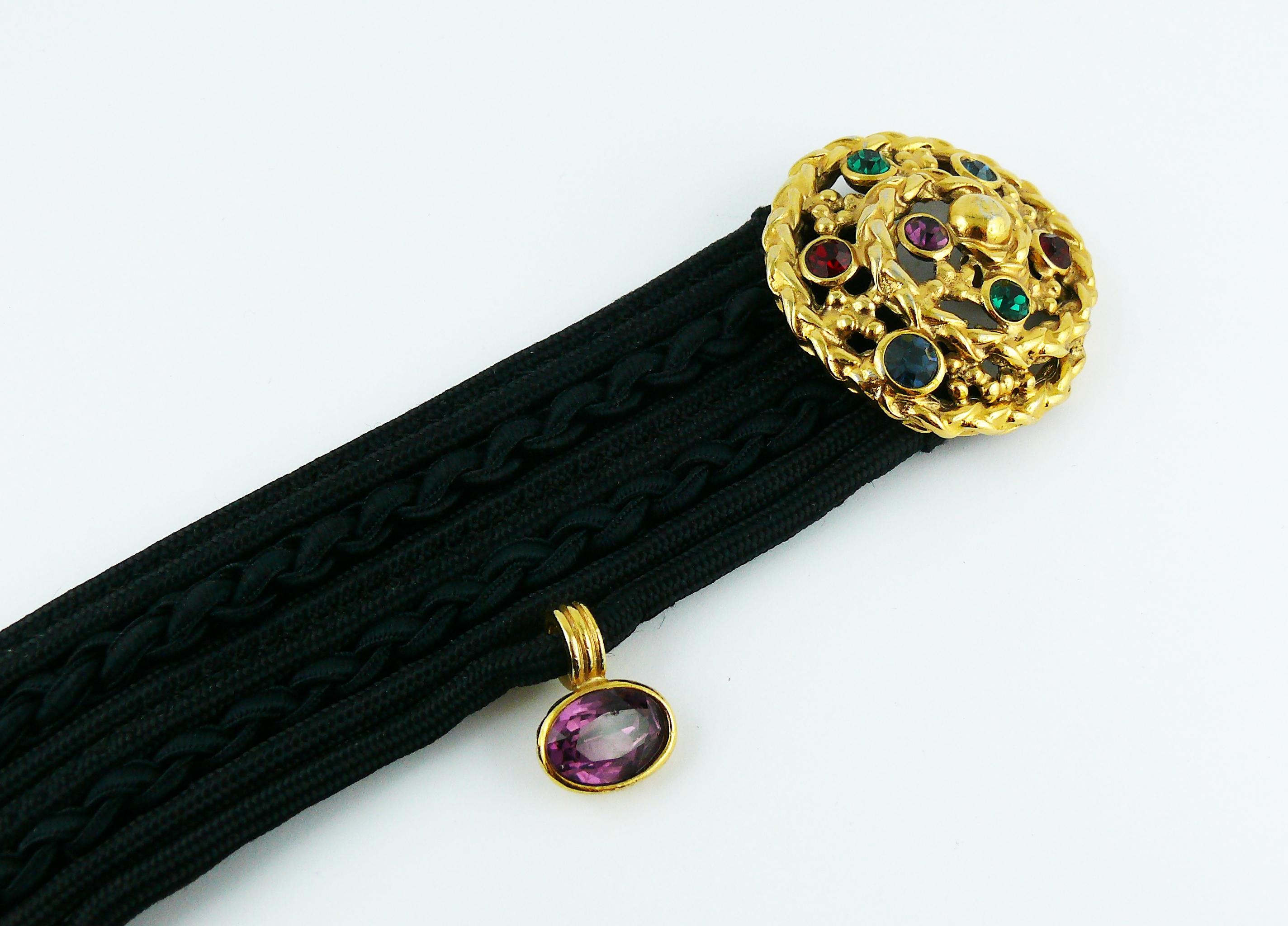 Yves Saint Laurent YSL Vintage Jewelled Black Passementerie Belt 3