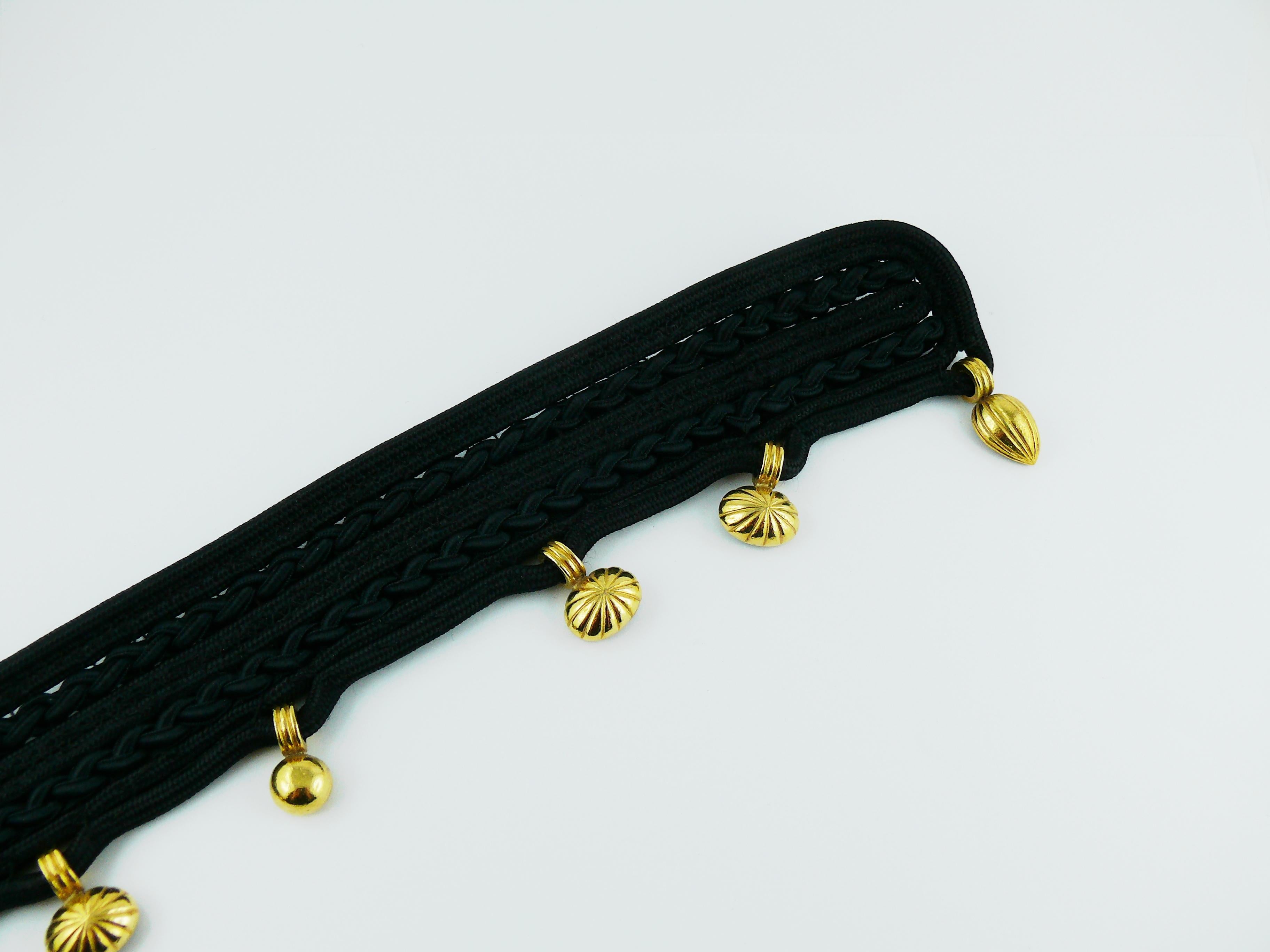 Yves Saint Laurent YSL Vintage Jewelled Black Passementerie Belt 12