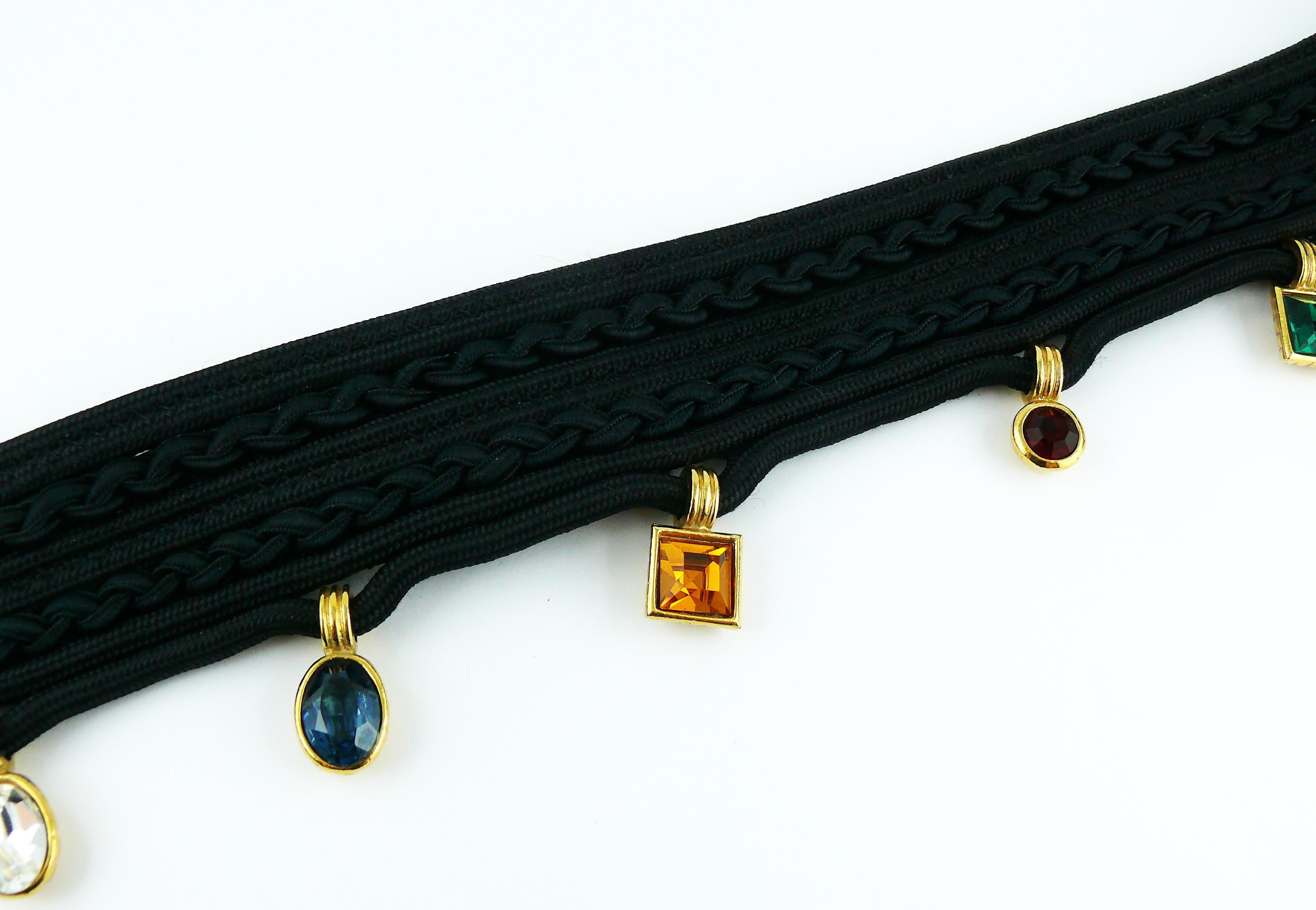 Yves Saint Laurent YSL Vintage Jewelled Black Passementerie Belt 5