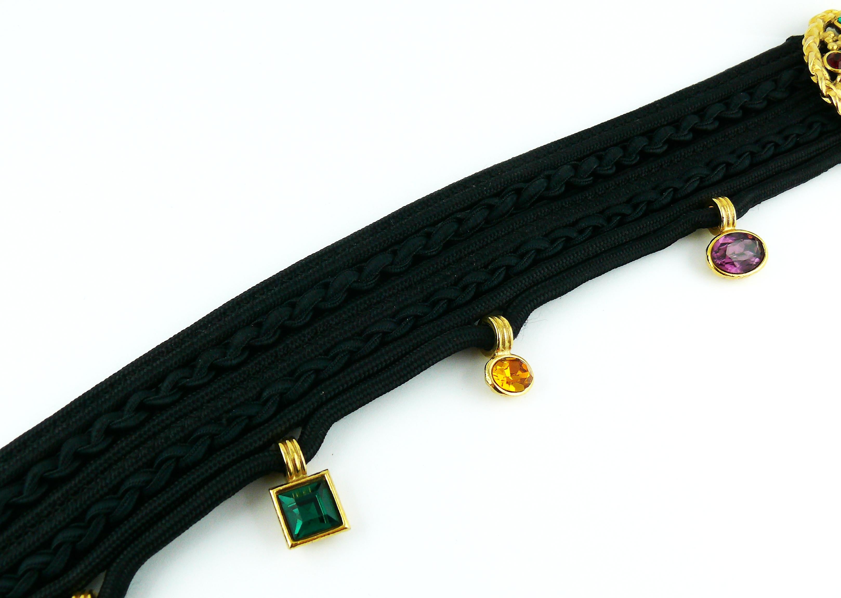 Yves Saint Laurent YSL Vintage Jewelled Black Passementerie Belt 4