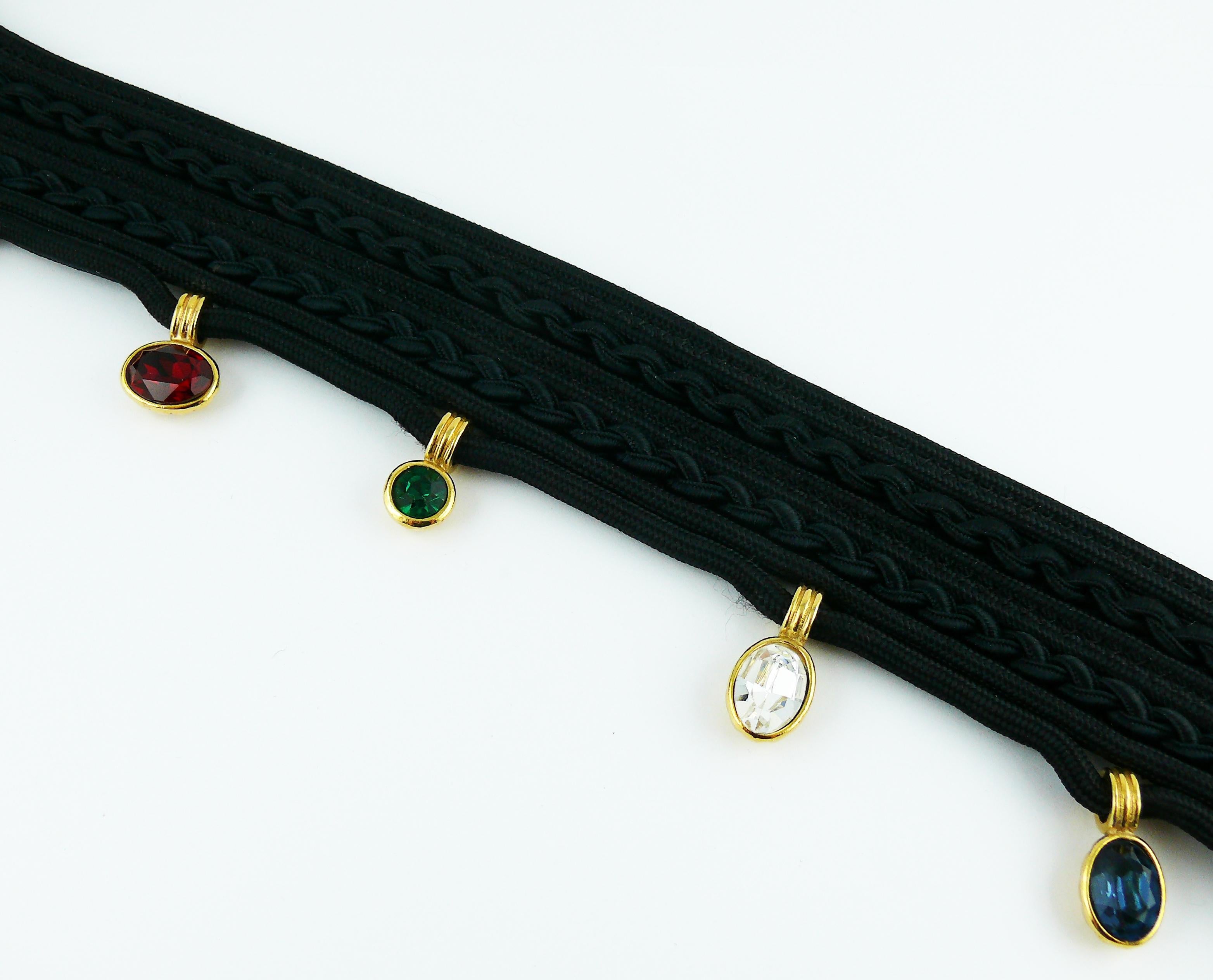 Yves Saint Laurent YSL Vintage Jewelled Black Passementerie Belt 6