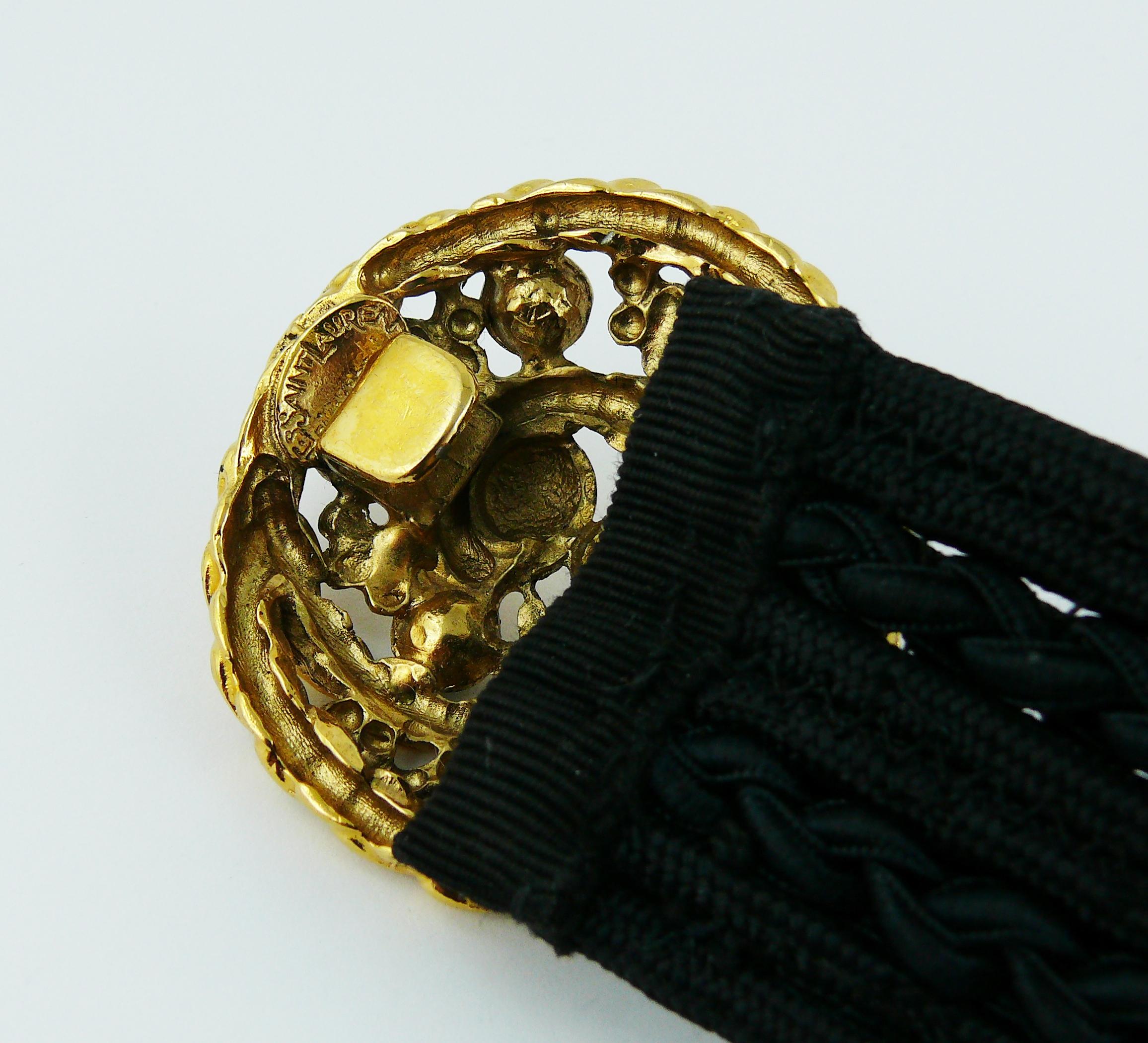 Yves Saint Laurent YSL Vintage Jewelled Black Passementerie Belt 8