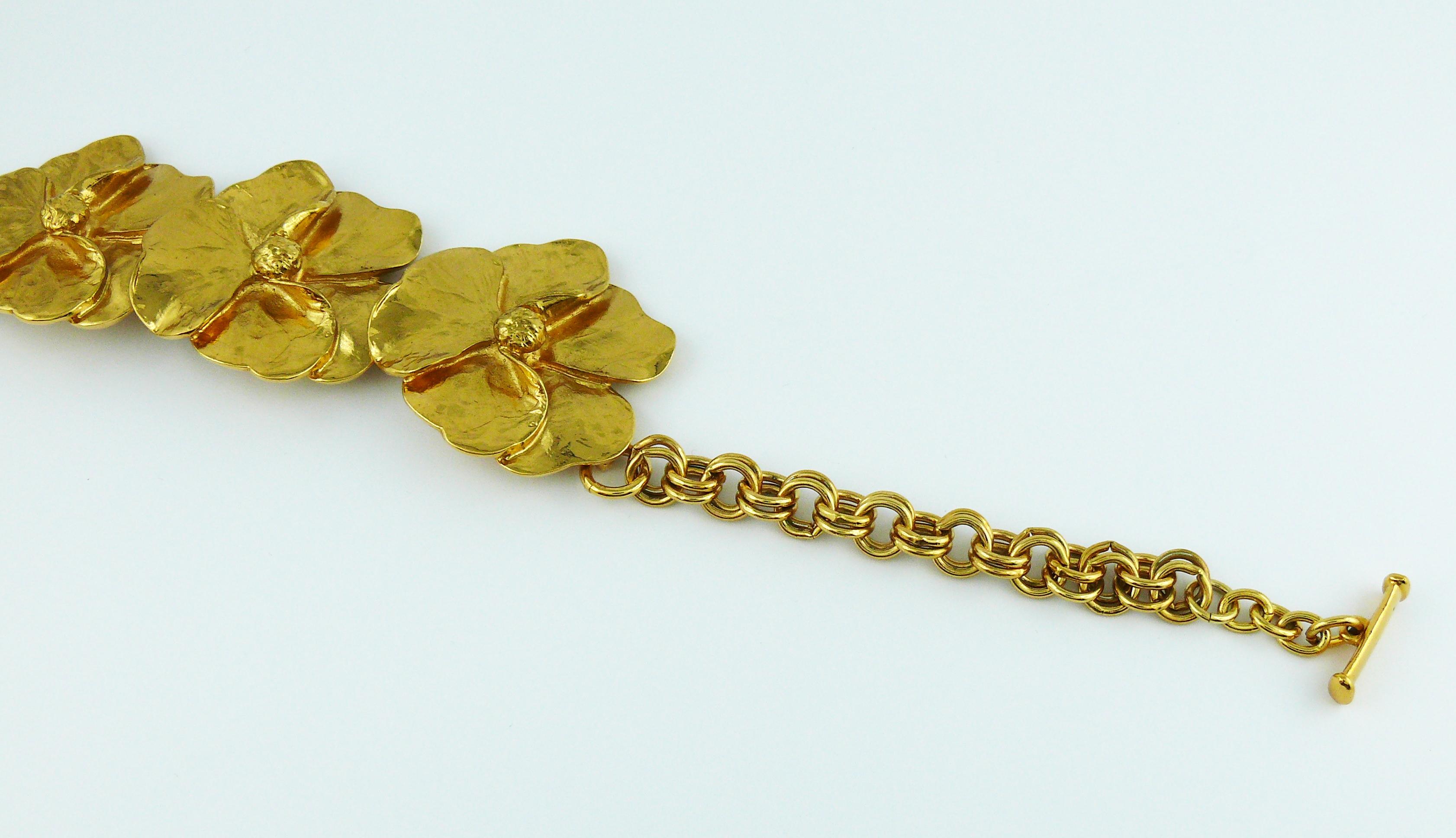 Yves Saint Laurent YSL Gold Toned Pansy Necklace 1