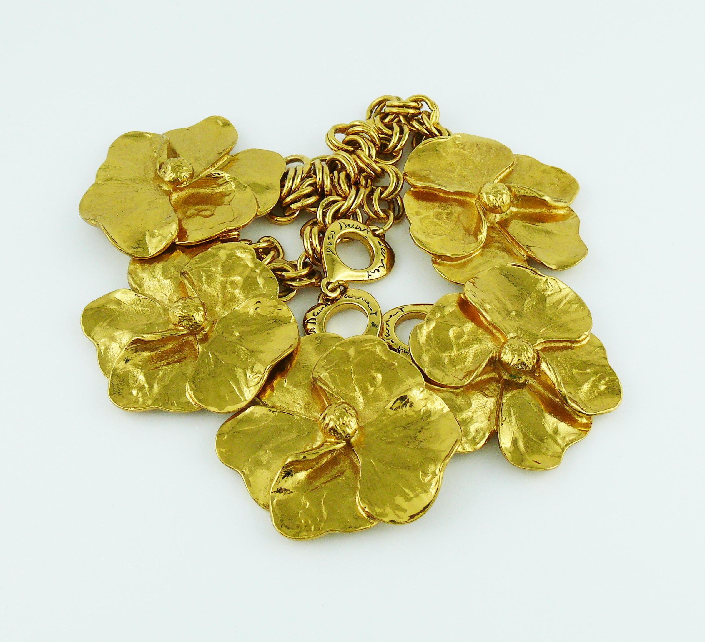 Yves Saint Laurent YSL Gold Toned Pansy Necklace 3