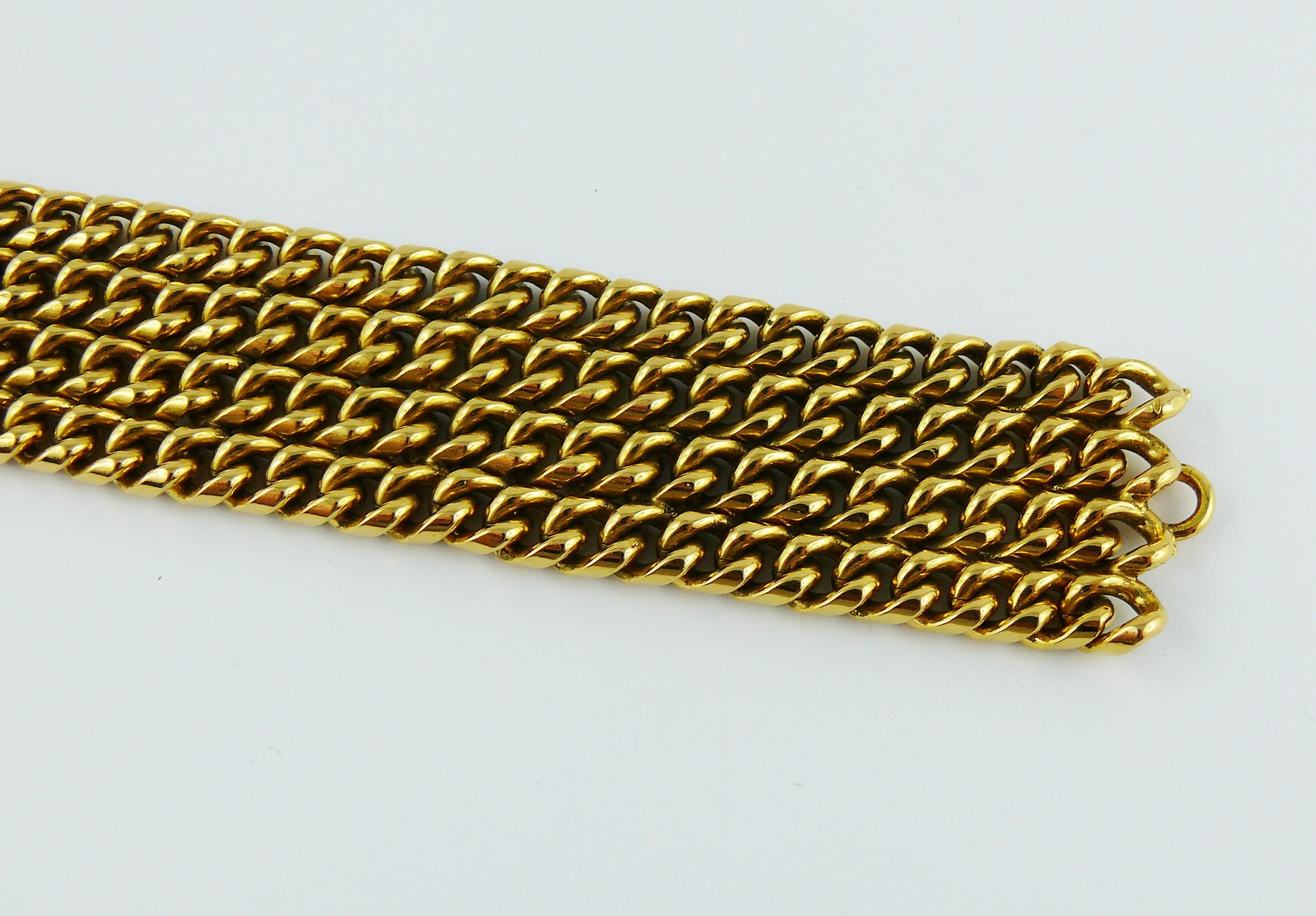 Chanel Vintage Gold Toned Quilted Medallion Chain Bracelet 2