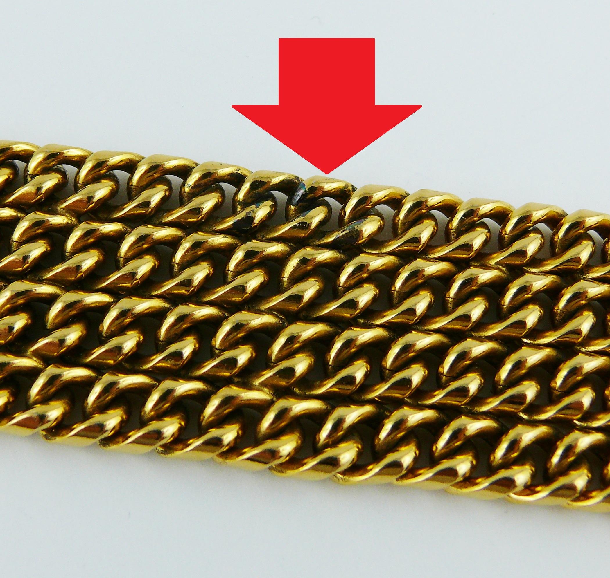 Chanel Vintage Gold Toned Quilted Medallion Chain Bracelet 7