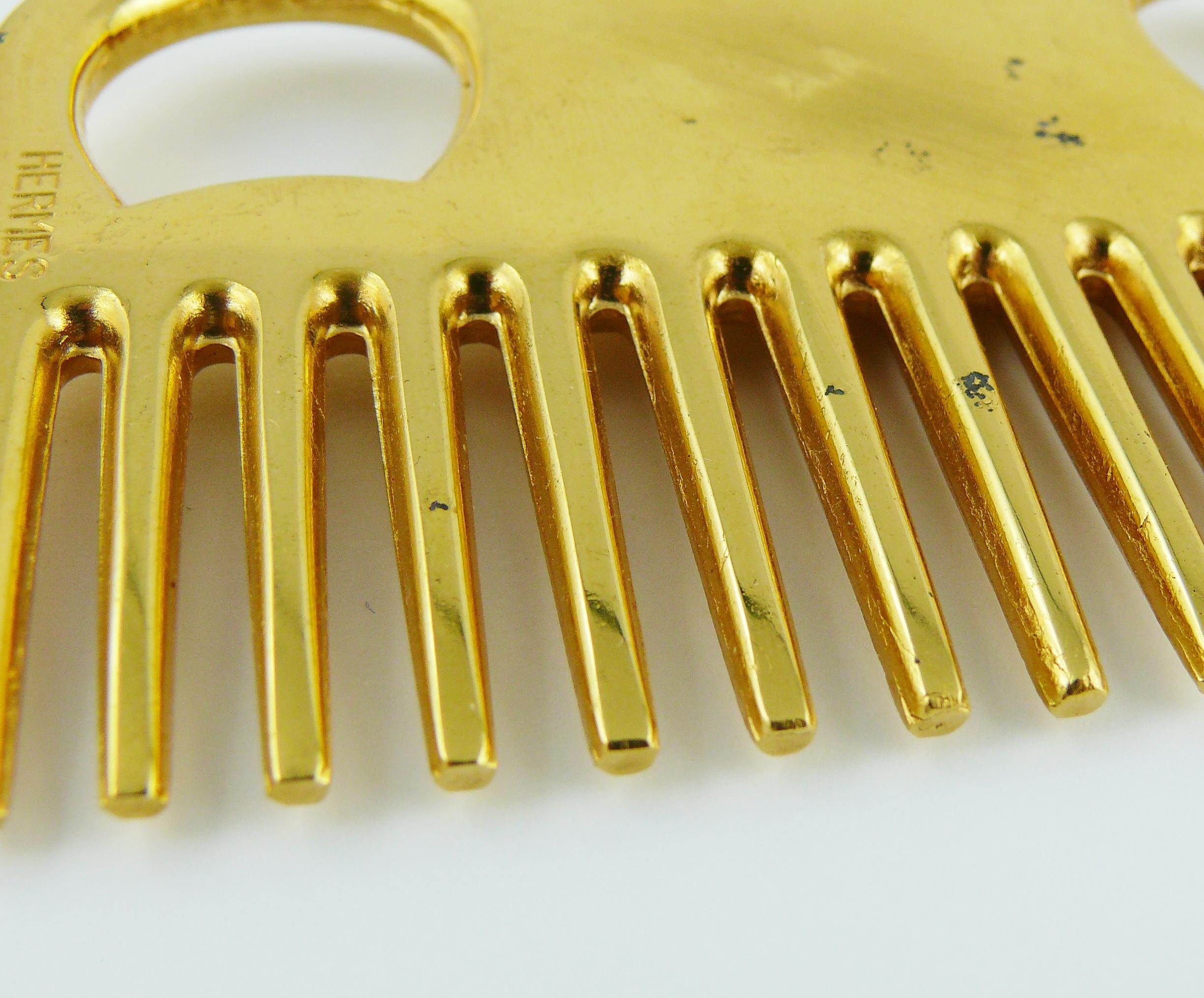 Hermès Vintage Gold Toned Horse Comb 3