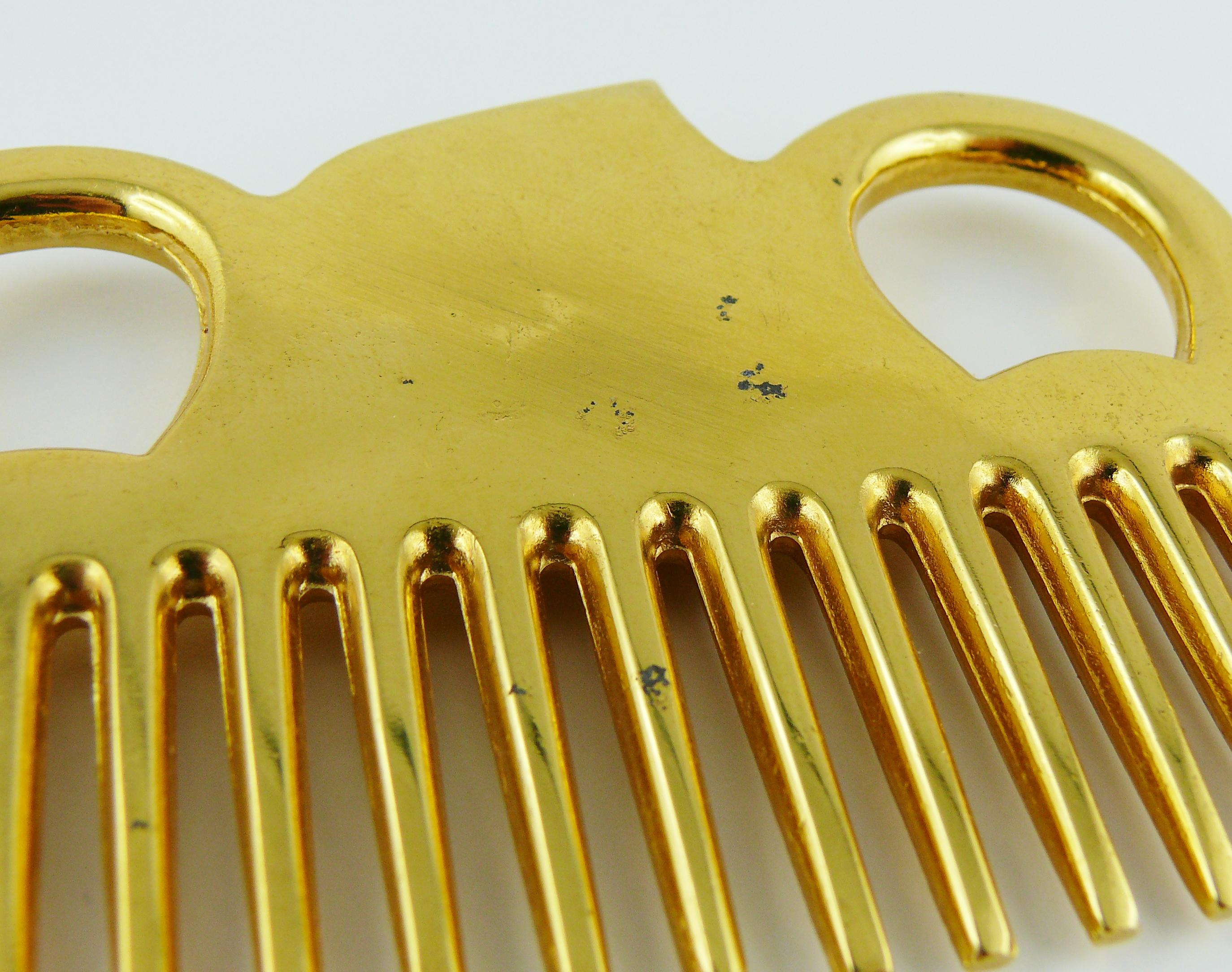 Hermès Vintage Gold Toned Horse Comb 2