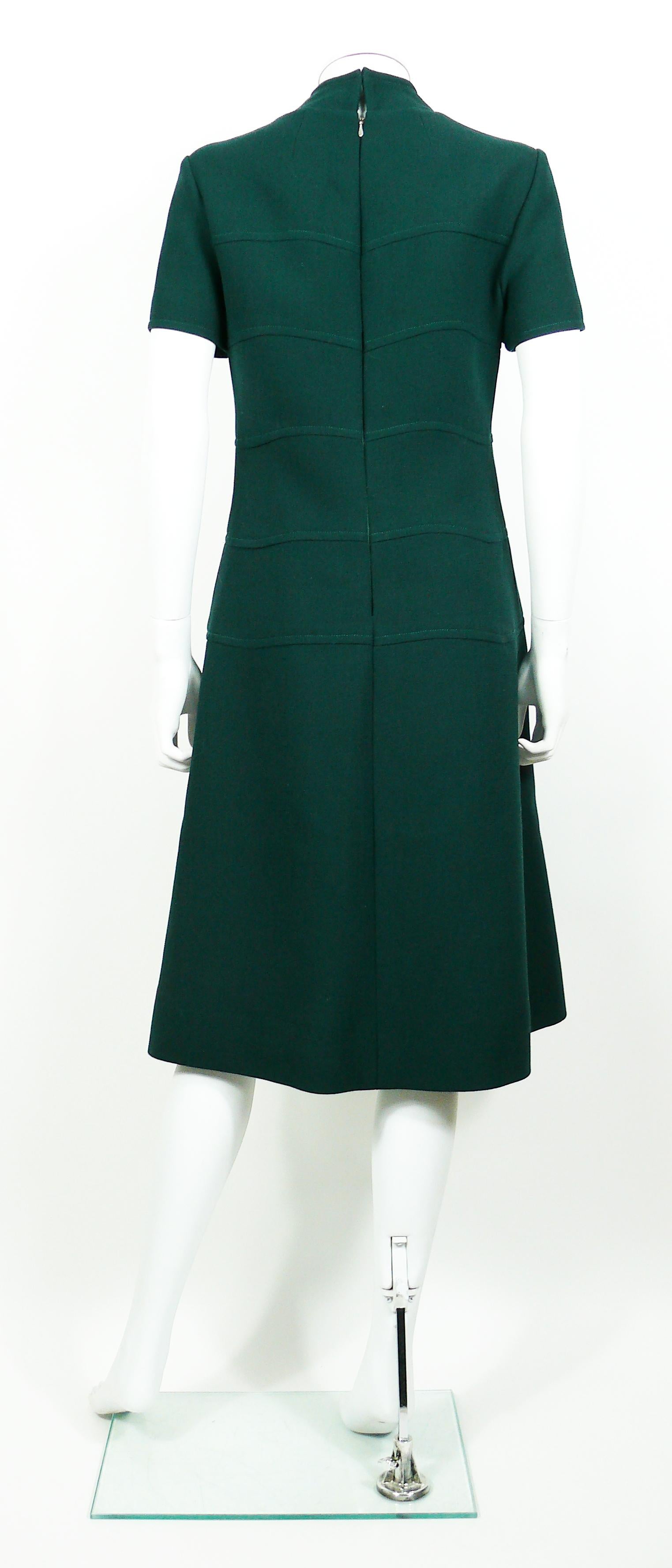 Louis Feraud Vintage Green Wool Space Age Dress For Sale 2