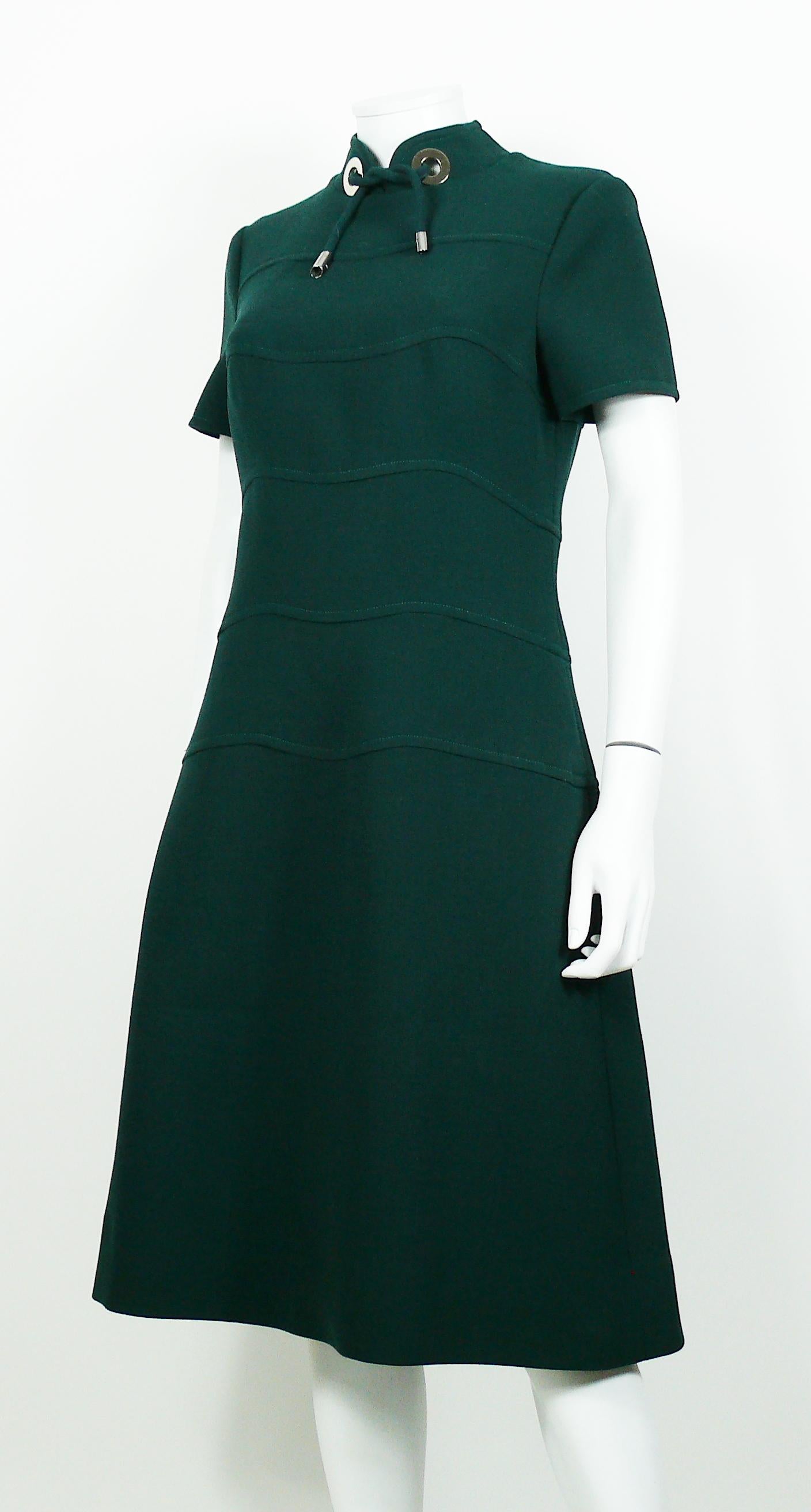 Women's Louis Feraud Vintage Green Wool Space Age Dress For Sale