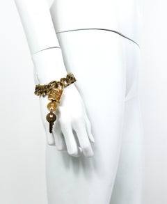 Christian Dior Gold Toned Lock and Key Bracelet