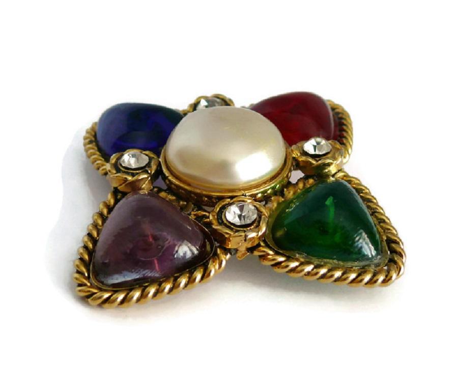 Chanel Vintage Gripoix Poured Glass Brooch, 1988  In Good Condition In Nice, FR