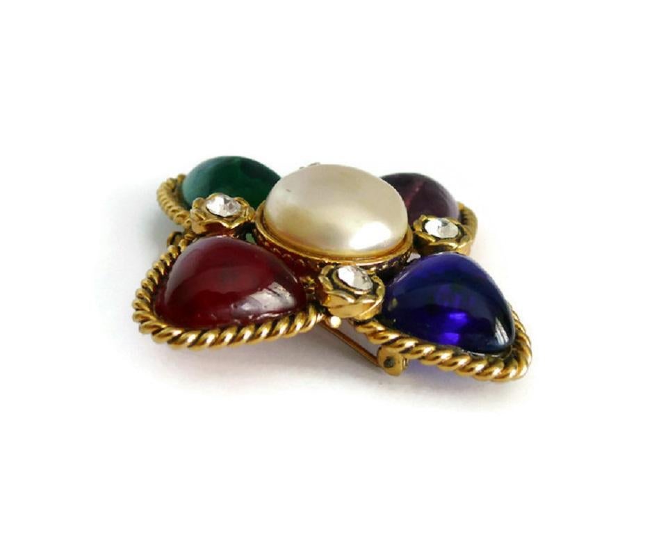 Chanel Vintage Gripoix Poured Glass Brooch, 1988  1