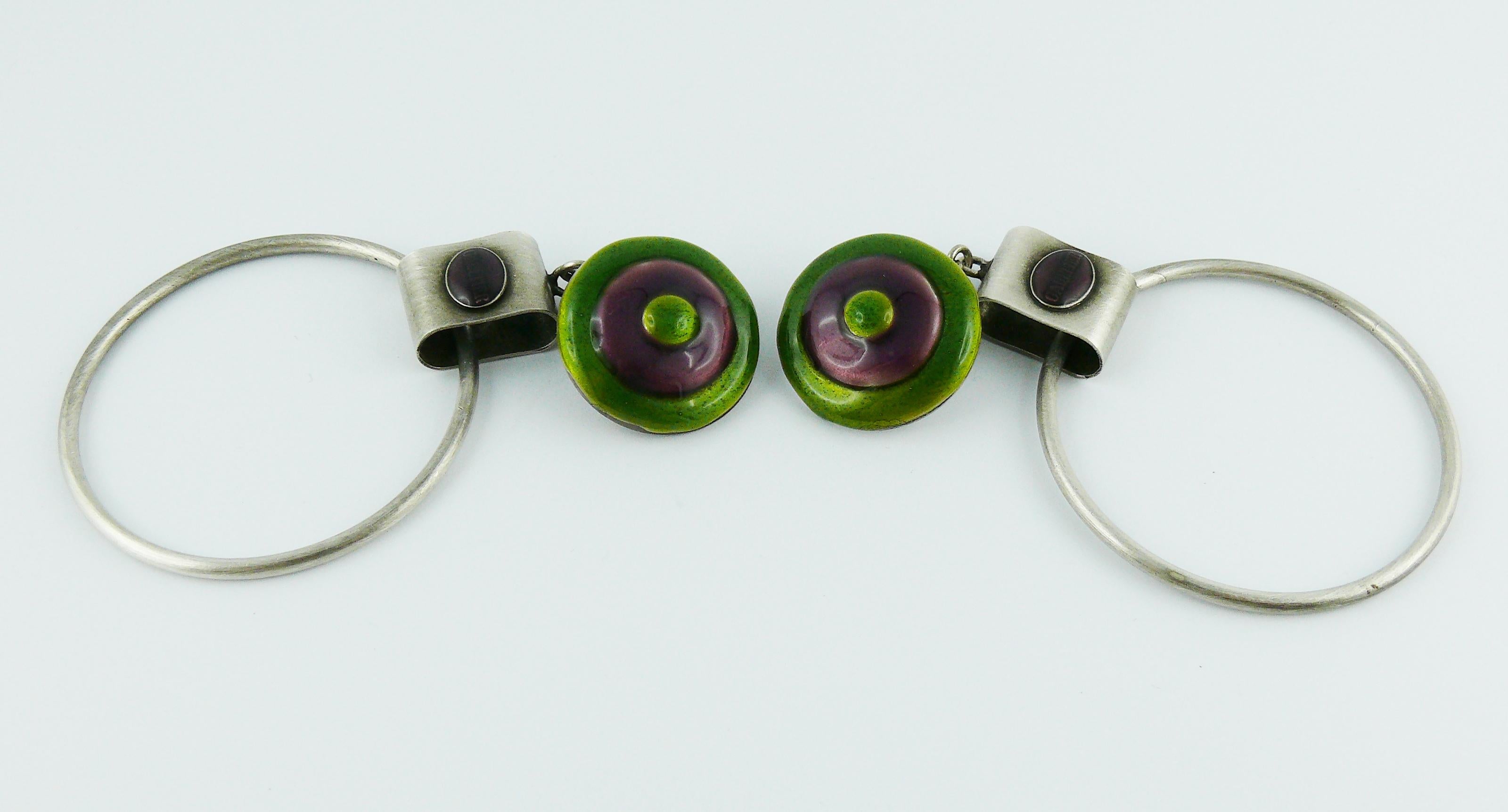 Jean Paul Gaultier Vintage Enamel Disc Hoop Earrings 1