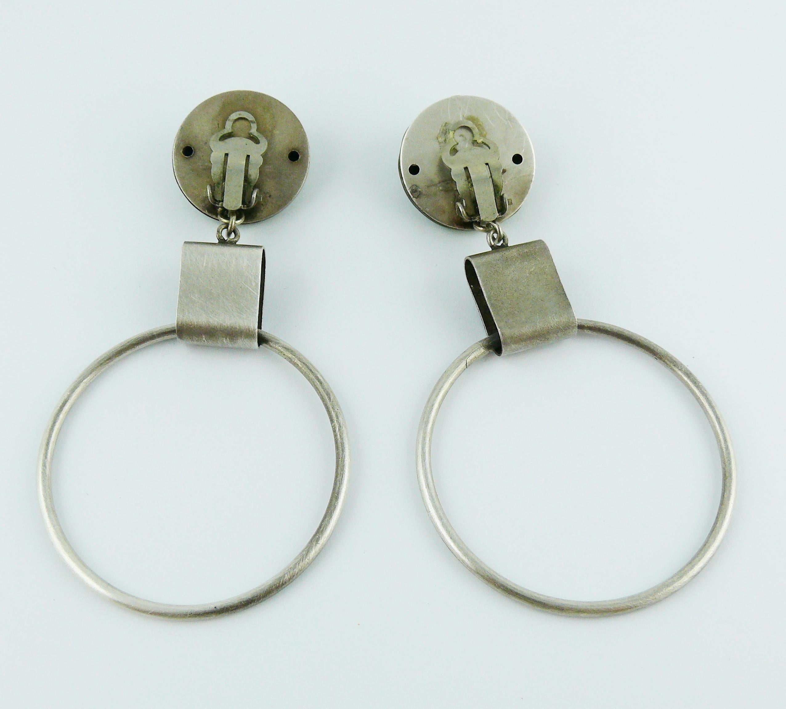 Jean Paul Gaultier Vintage Enamel Disc Hoop Earrings 4