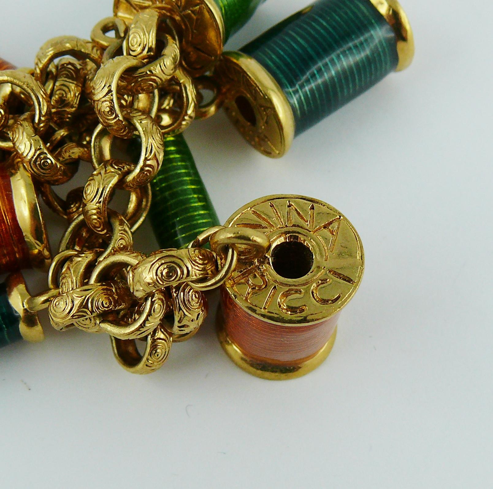 Women's Nina Ricci Vintage Multicolored Sewing Thread Spool Charm Bracelet For Sale