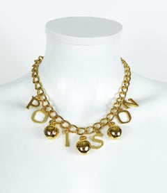 Christian Dior Vintage Gold Toned Poison Flacons Necklace