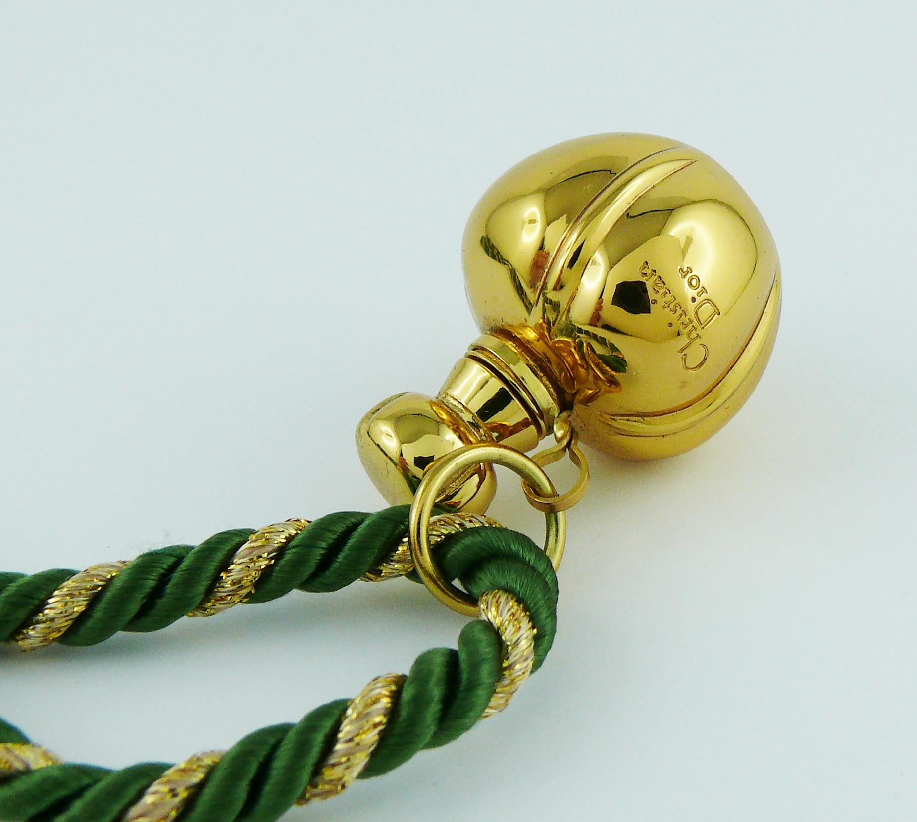 Women's Christian Dior Vintage Gold Toned Miniature Perfume Bottle Pendant Necklace