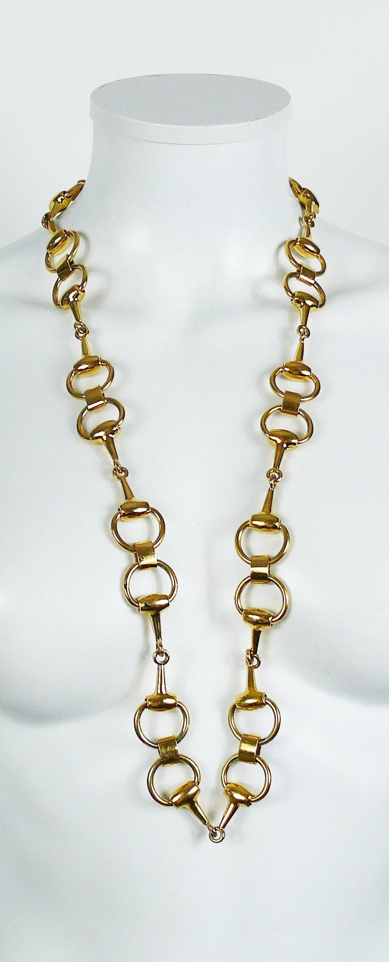 Gucci Vintage Gold Toned Horse Bit Chain Belt Necklace at 1stDibs