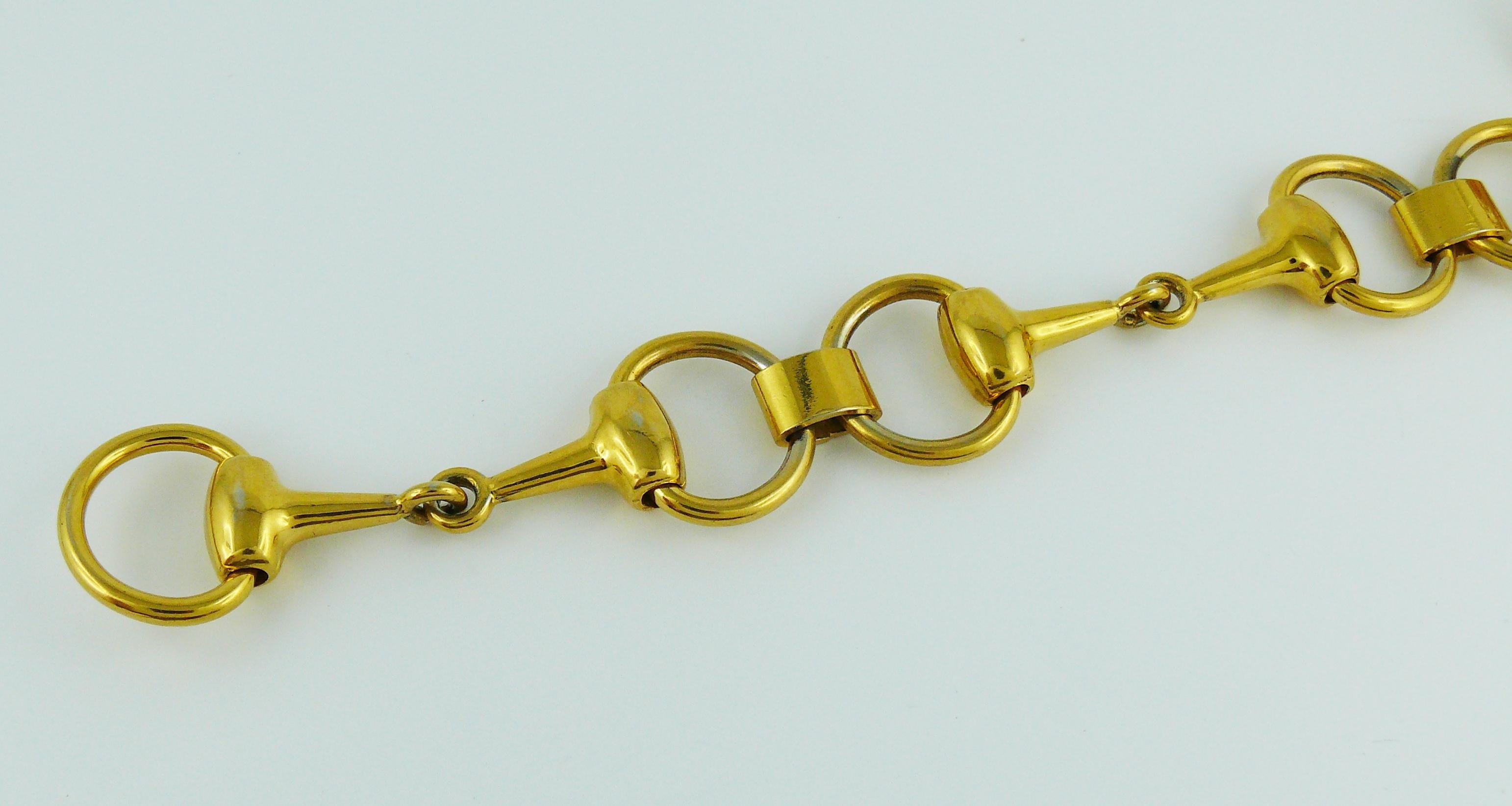 Gucci Vintage Gold Toned Horse Bit Chain Belt Necklace 2