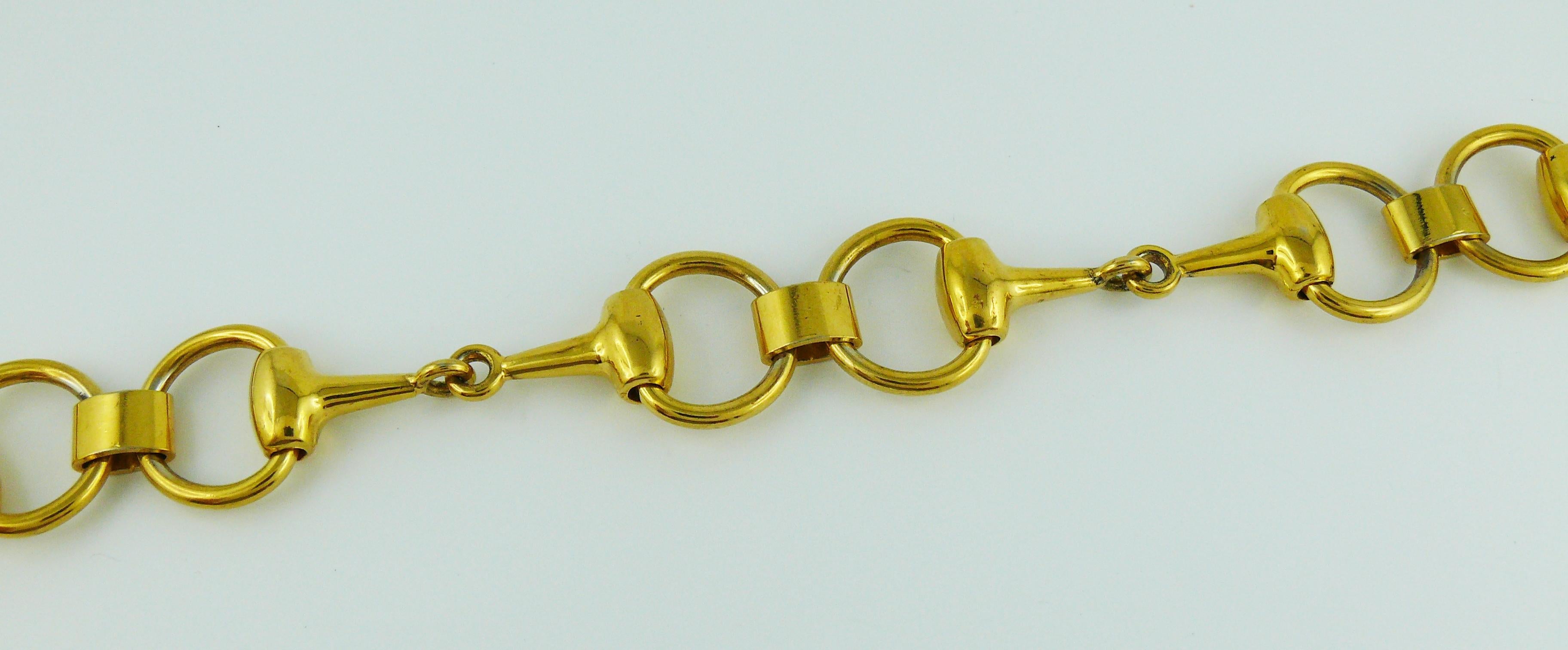 Women's Gucci Vintage Gold Toned Horse Bit Chain Belt Necklace