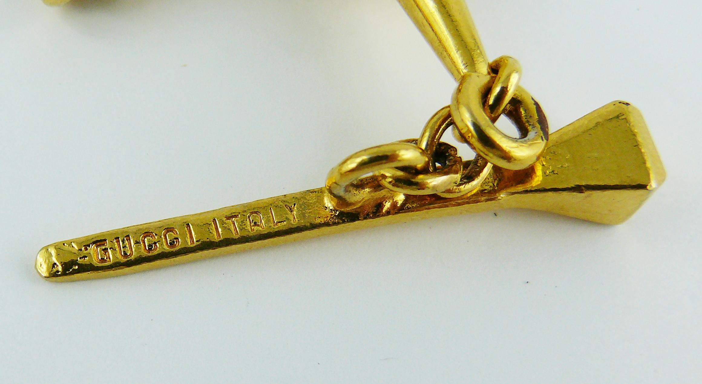 Gucci Vintage Gold Toned Horse Bit Chain Belt Necklace 3