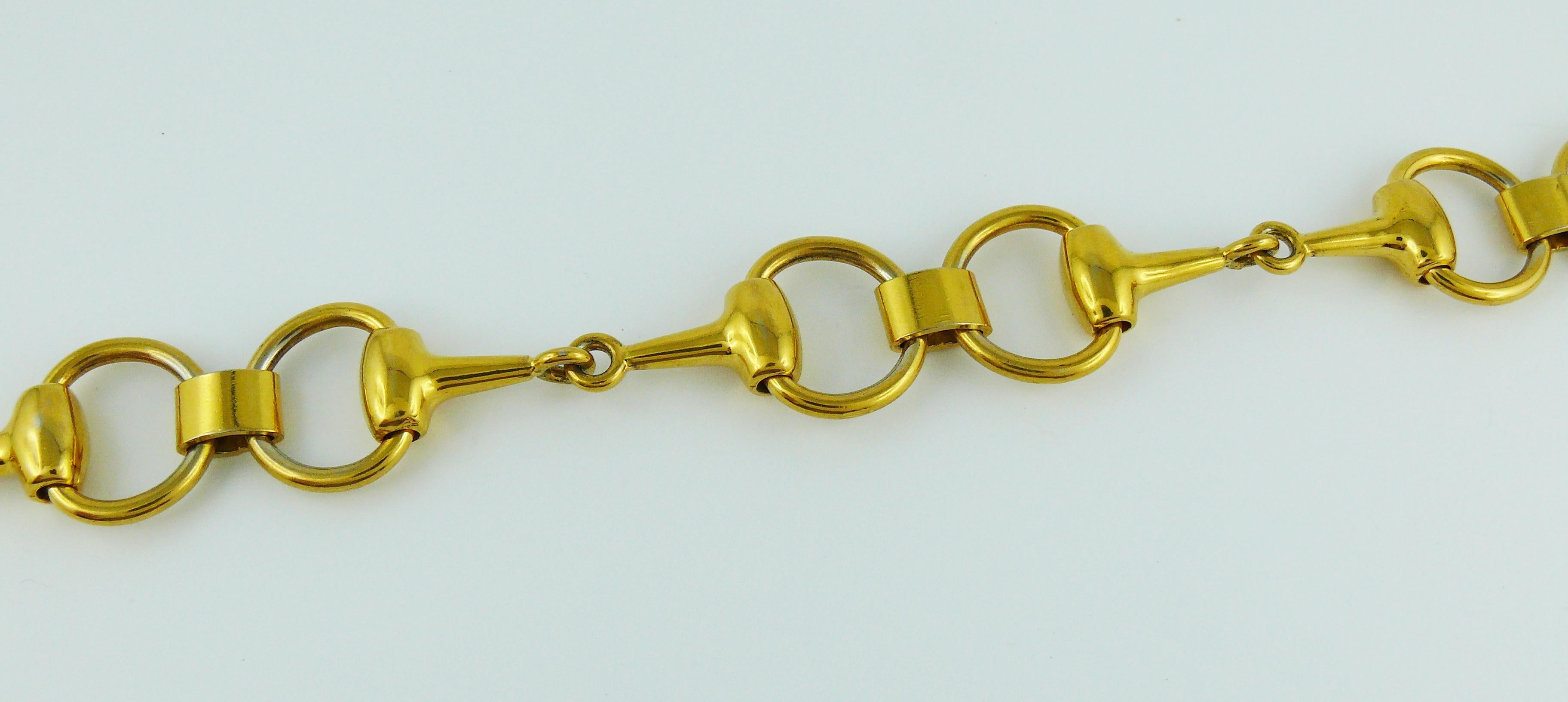 Gucci Vintage Gold Toned Horse Bit Chain Belt Necklace 1